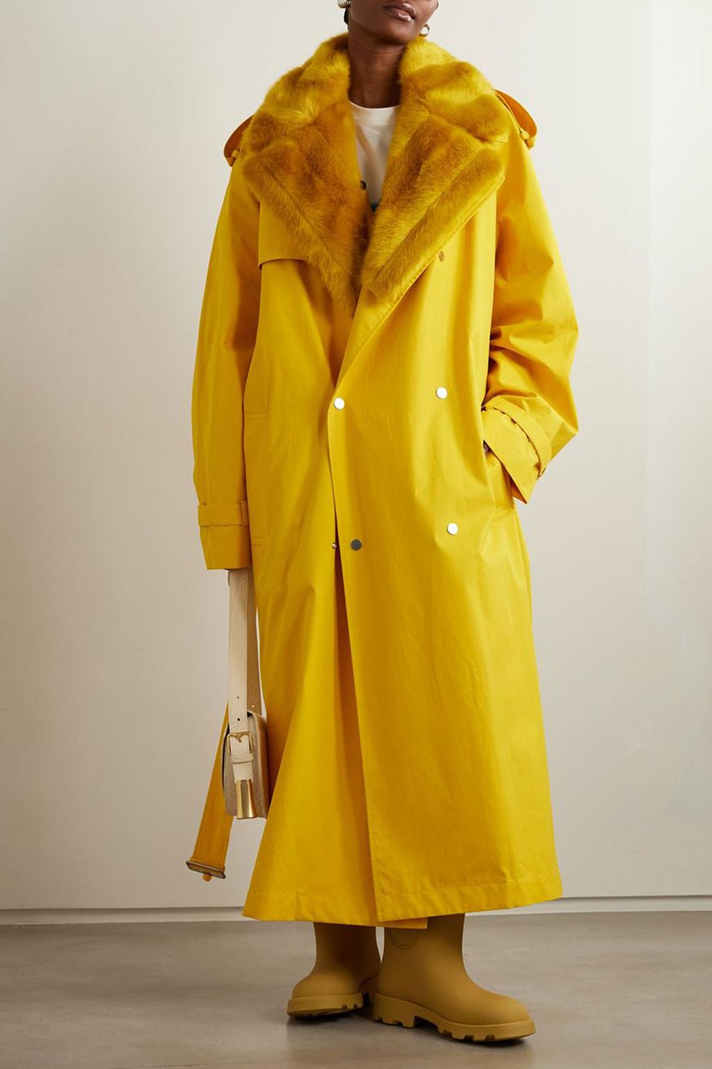 BURBERRY Convertible faux fur-trimmed cotton-canvas trench coat