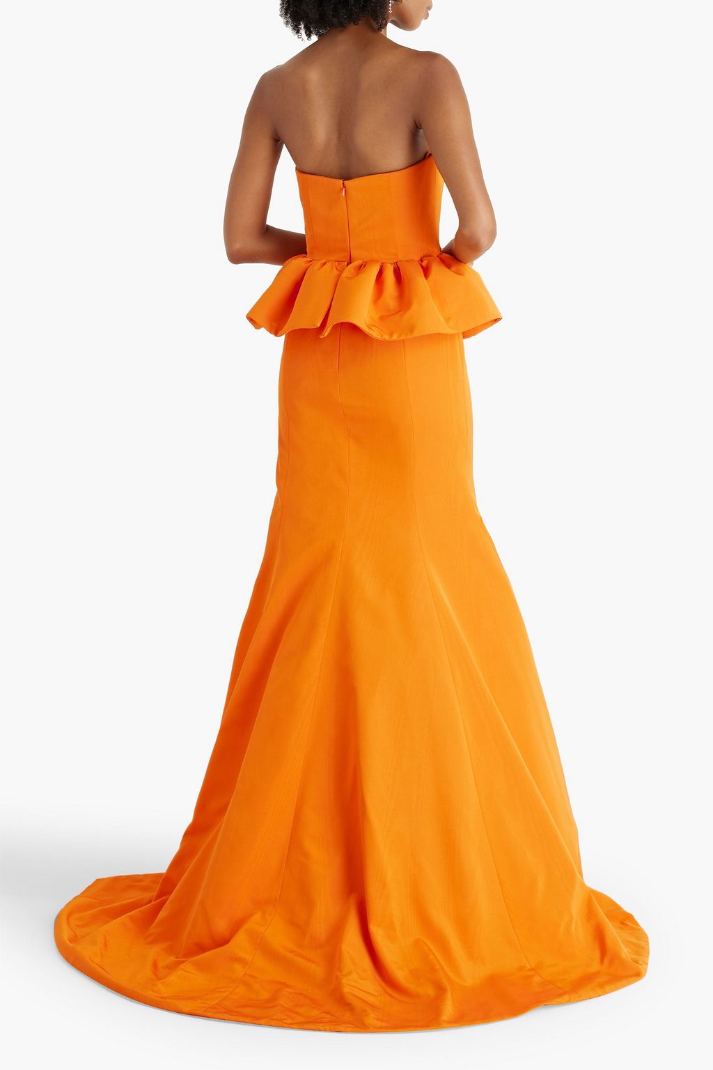 OSCAR DE LA RENTA Strapless ruffled cotton-blend moire peplum gown