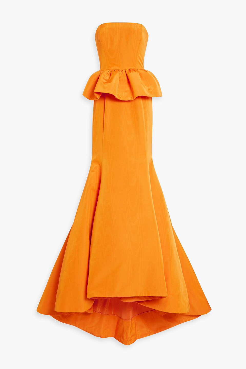 Oscar De La Renta Strapless Ruffled Cotton-blend Faille Peplum Gown In Orange
