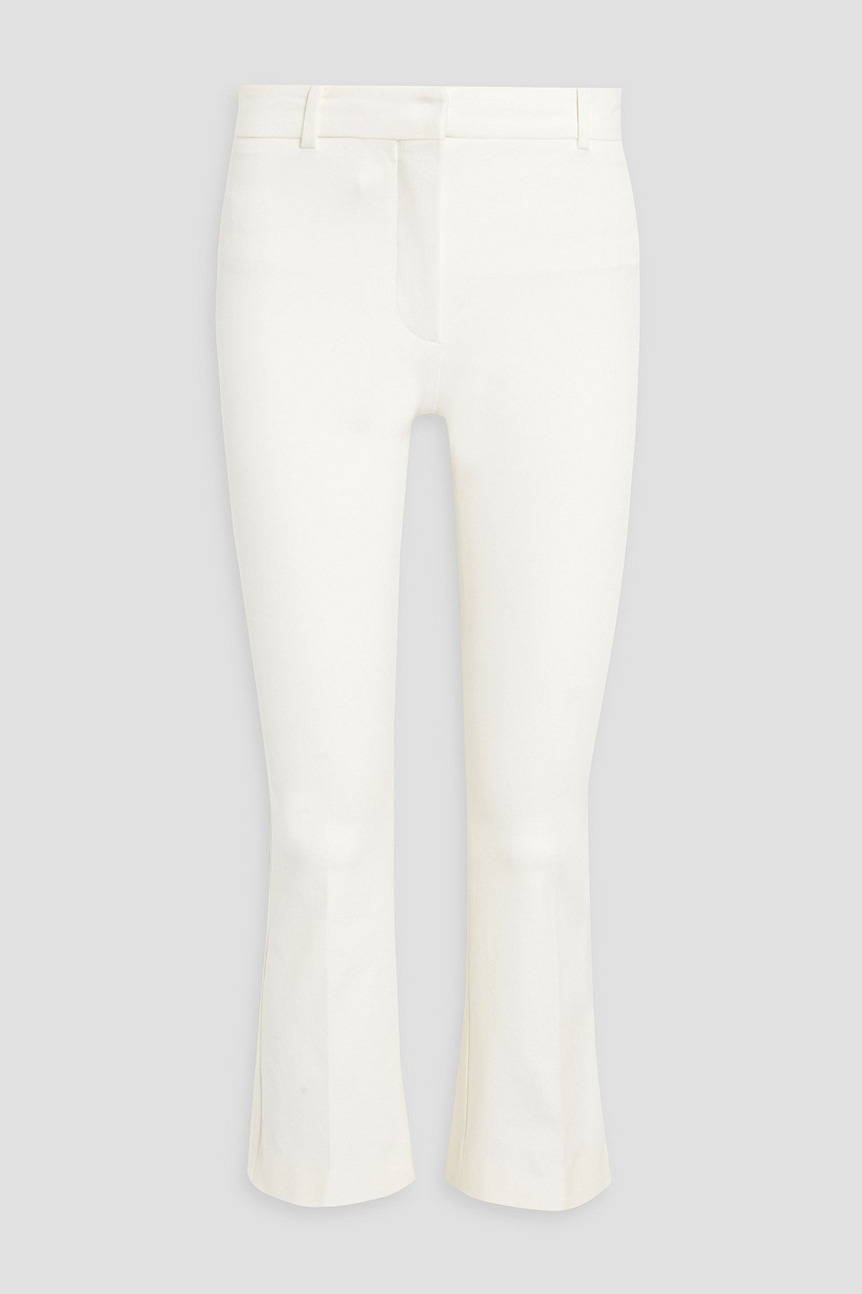 Frame Cropped Stretch-cotton Bootcut Pants In Ivory