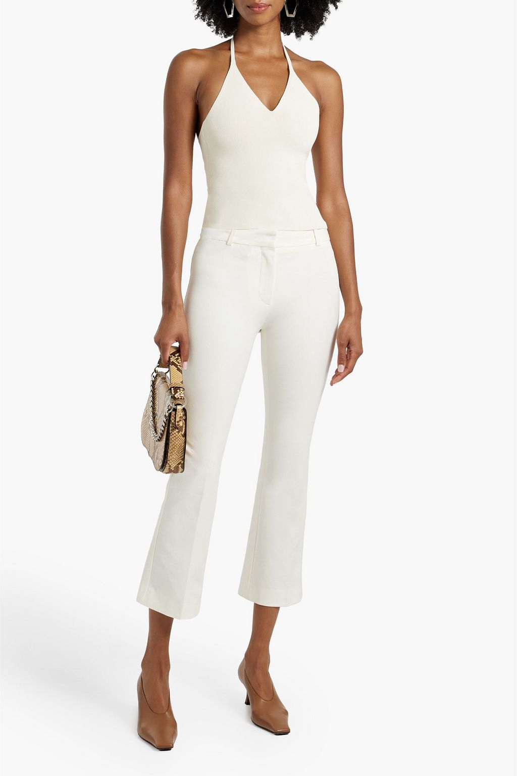 FRAME Cropped stretch-cotton bootcut pants