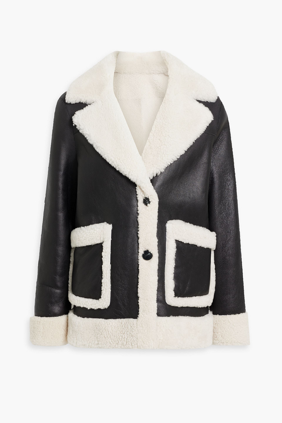 Maje Shearling Jacket In Black