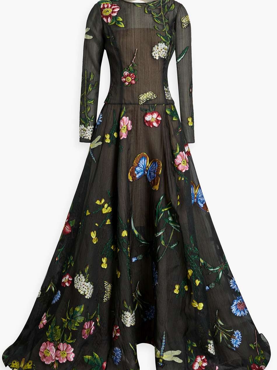 fil coupé silk-blend organza gown