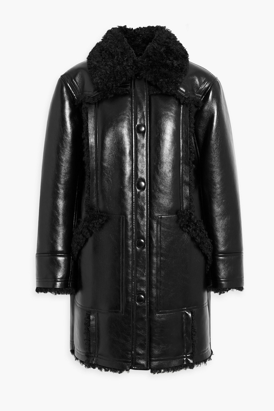 Stand Studio Ramona Faux Shearling Jacket In Black