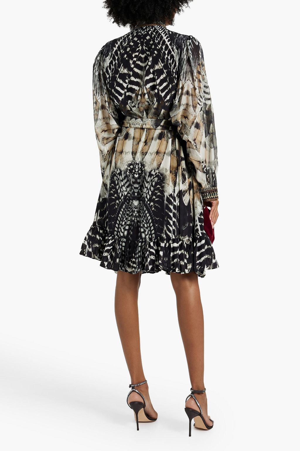 CAMILLA Crystal-embellished printed silk crepe de chine mini dress