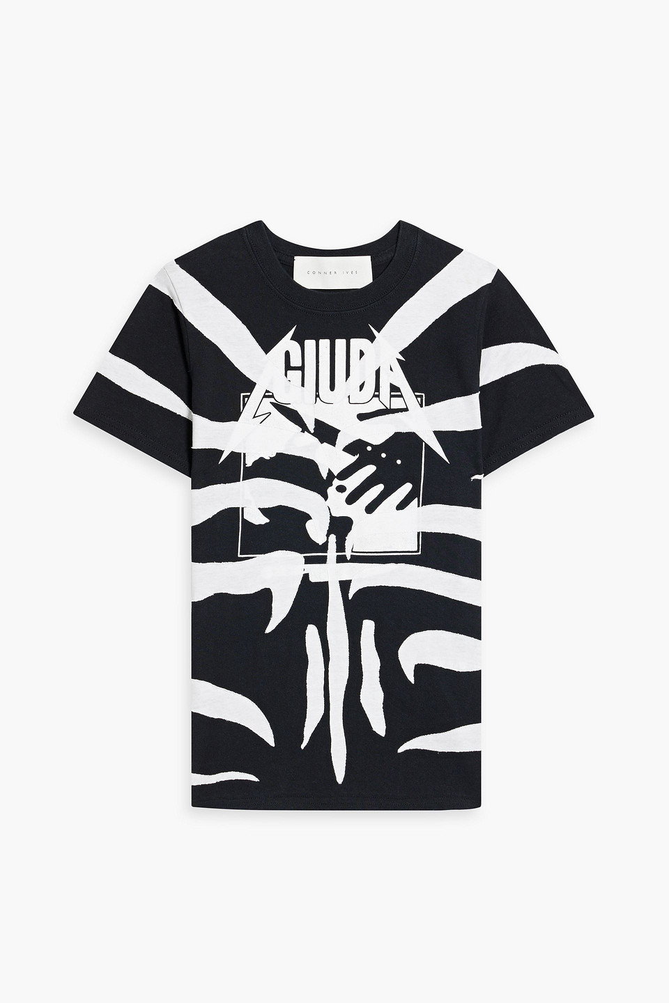 Appliquéd printed cotton-jersey T-shirt