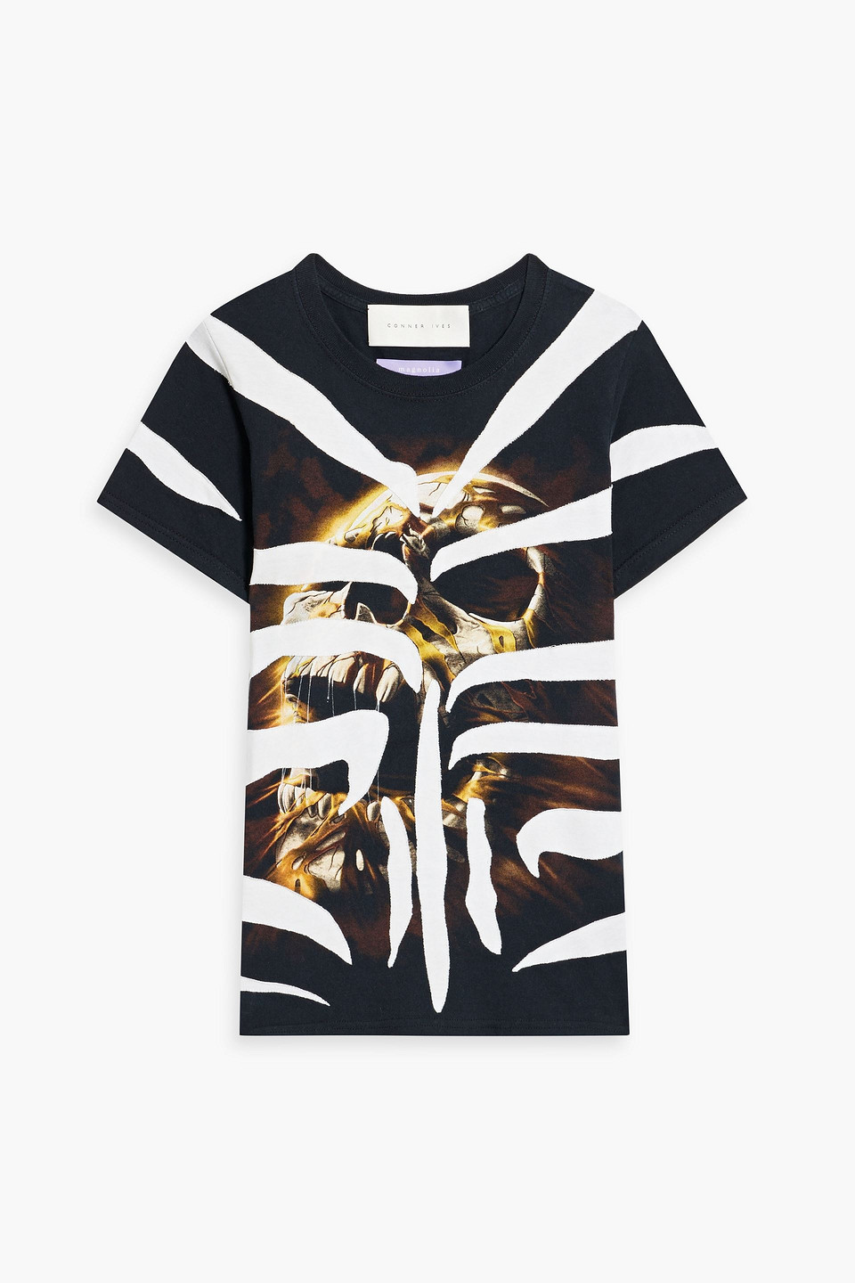 Appliquéd printed cotton-jersey T-shirt