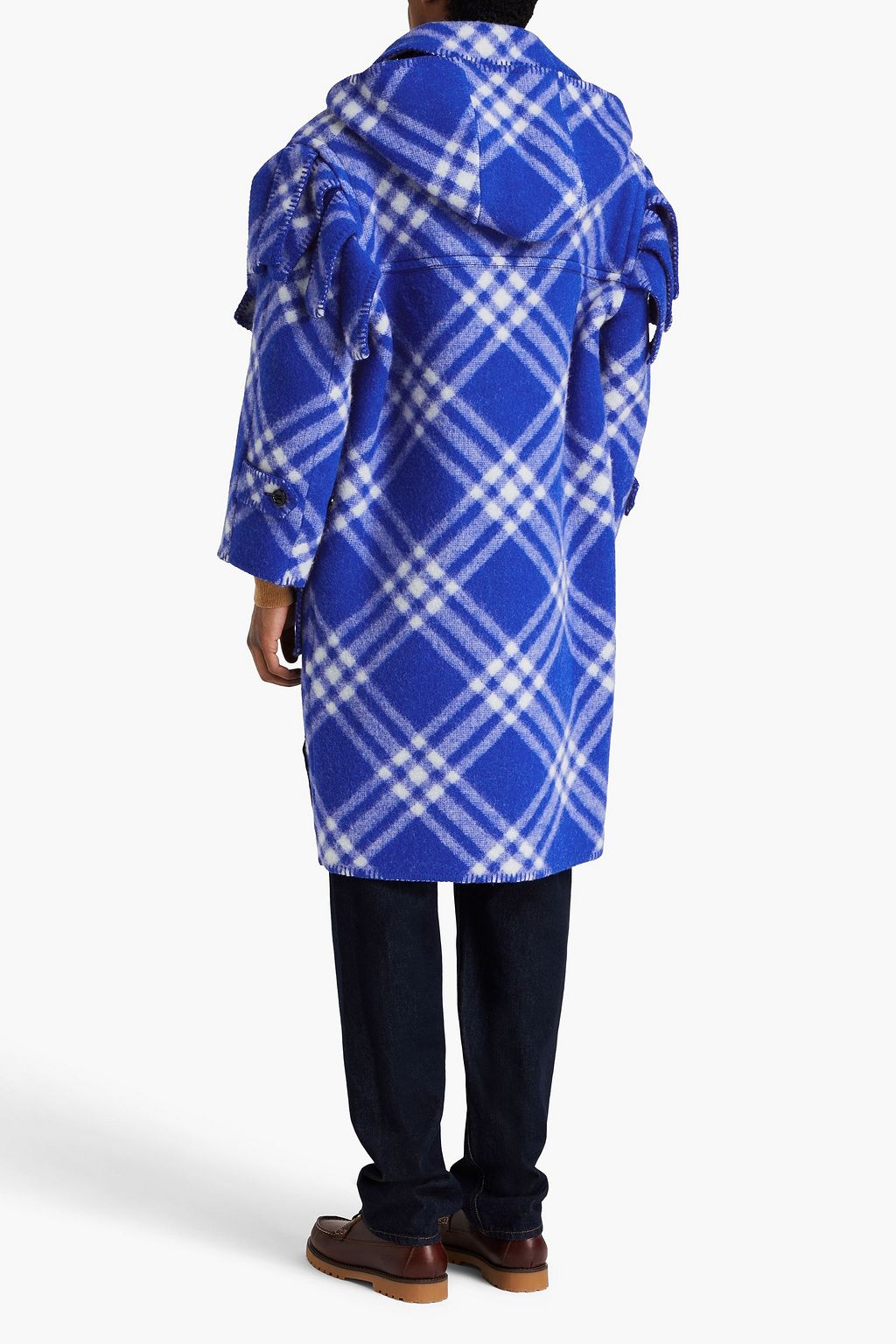 BURBERRY Oversized hooded appliquéd wool-jacquard coat