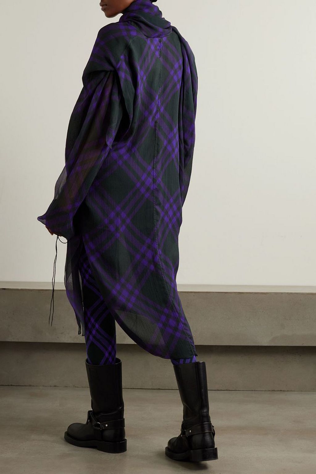 BURBERRY Draped checked silk-chiffon blouse