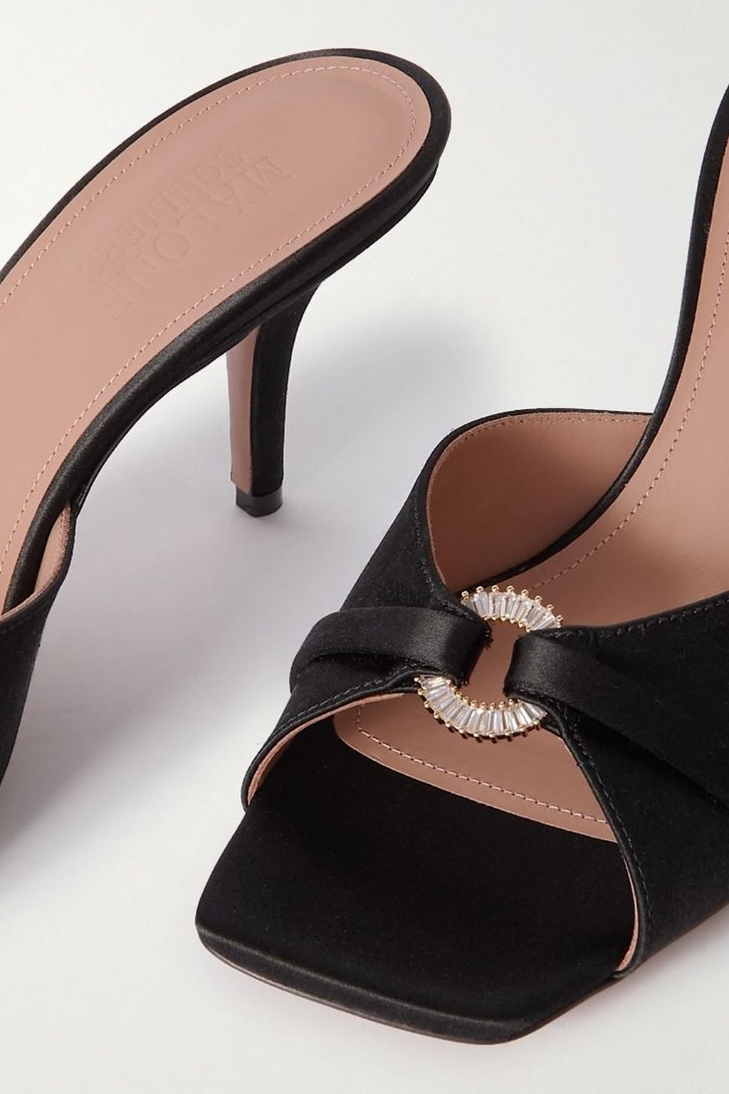 MALONE SOULIERS Patricia 70 crystal-embellished satin mules