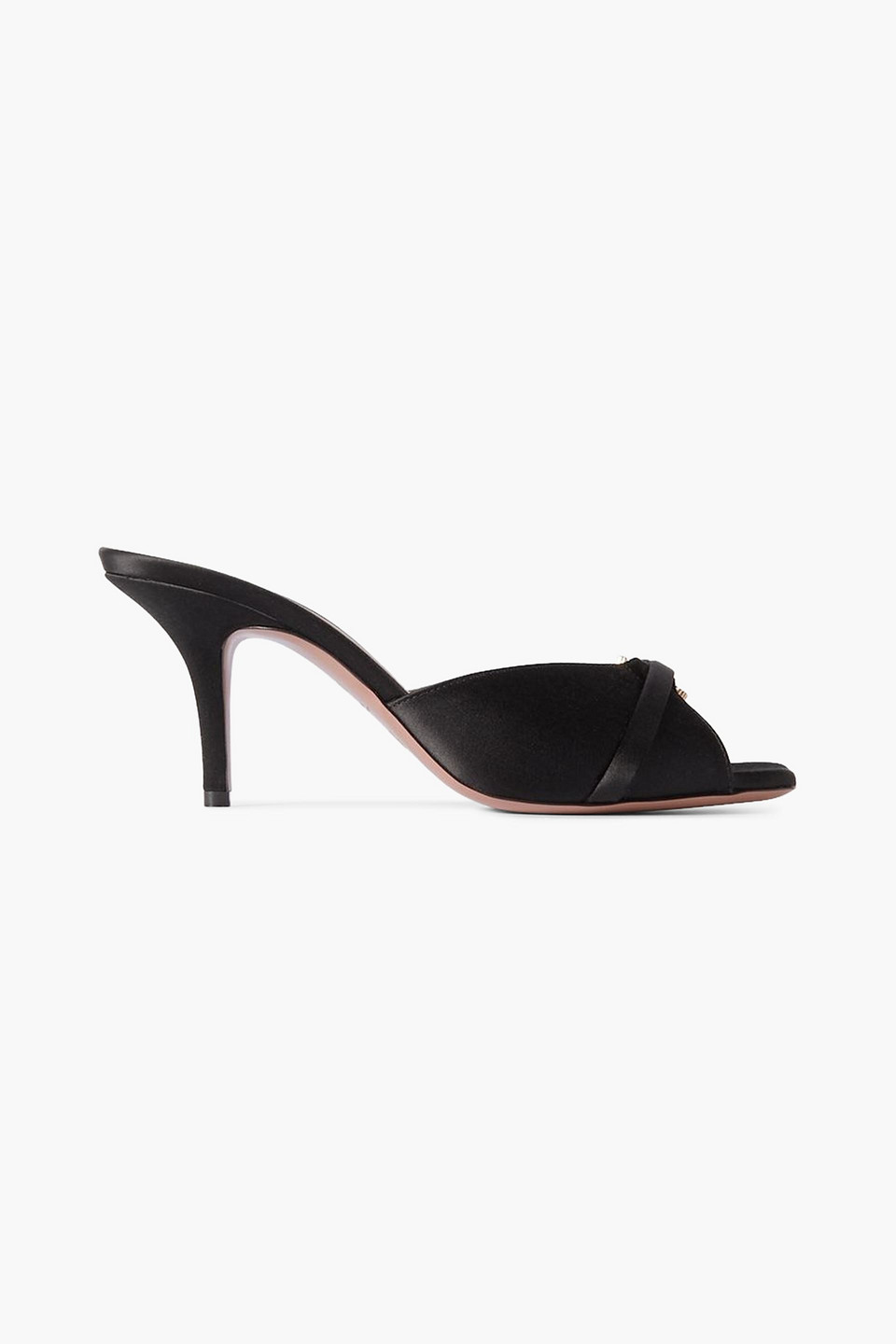 Patricia 70 crystal-embellished satin mules