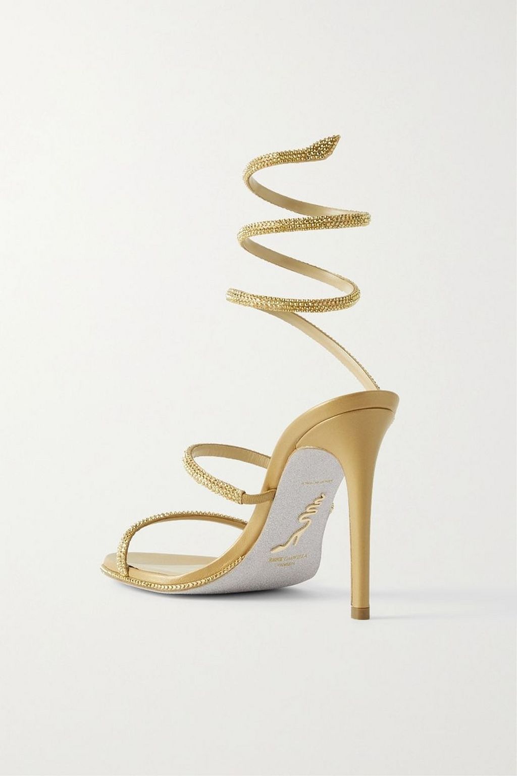 RENE' CAOVILLA Cleo crystal-embellished satin sandals