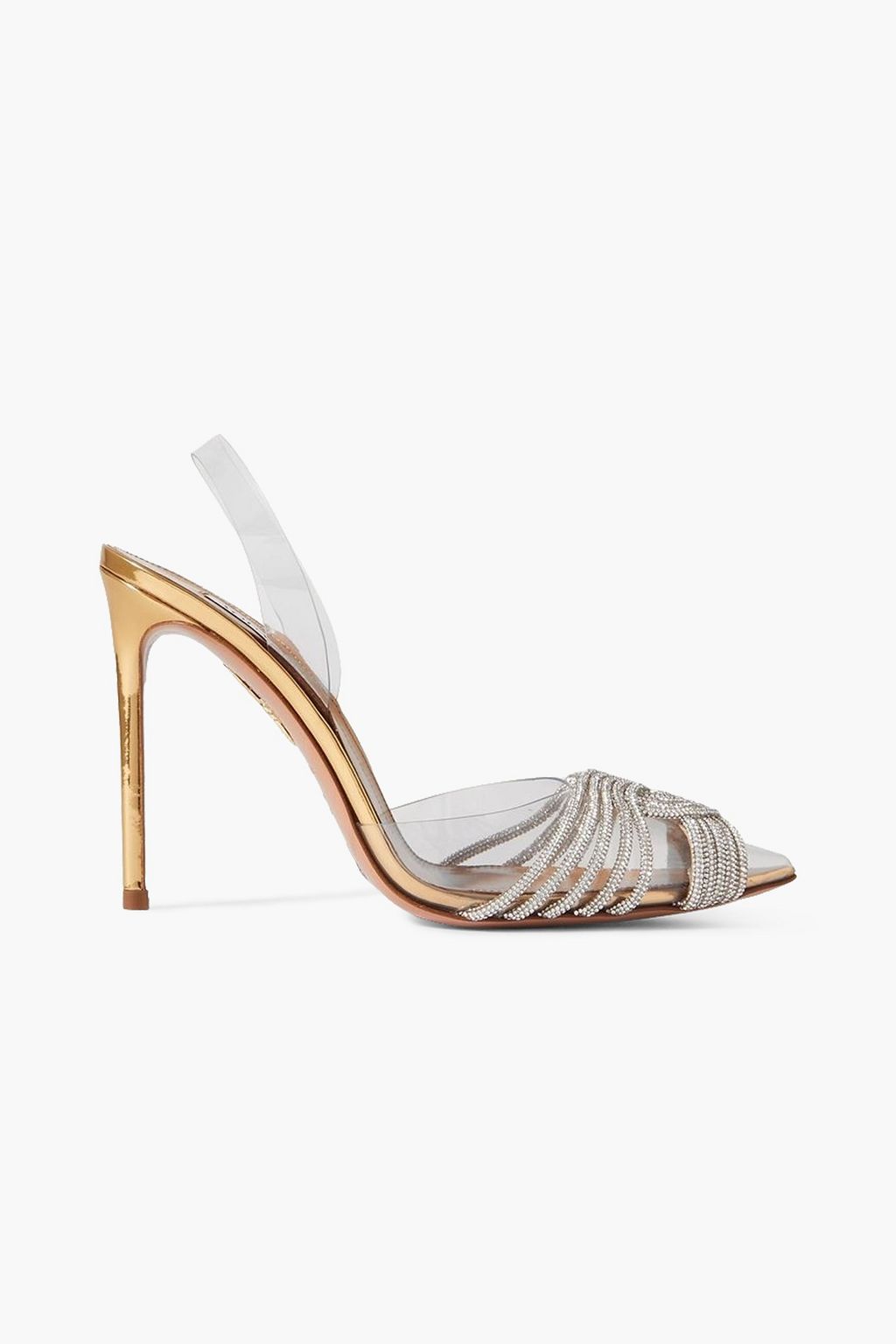 Gatsby Sling 105 crystal embellished PVC and metallic leather pumps gold EU 36.5
