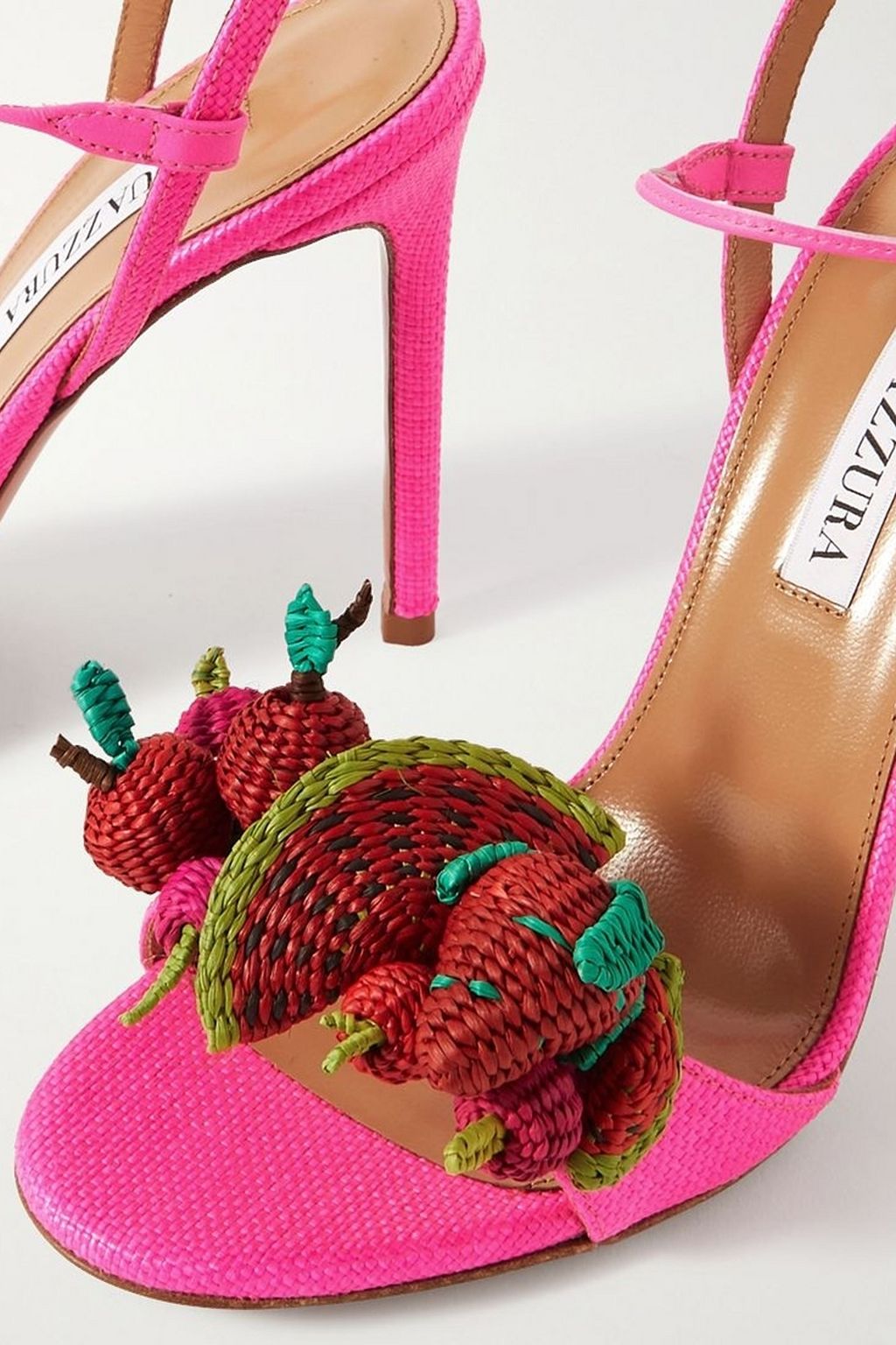 AQUAZZURA Strawberry Punch embellished raffia sandals
