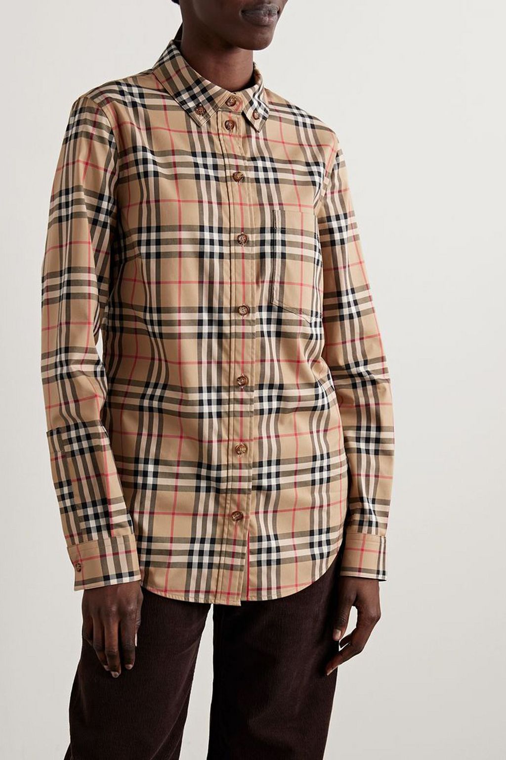 BURBERRY Checked cotton-blend shirt