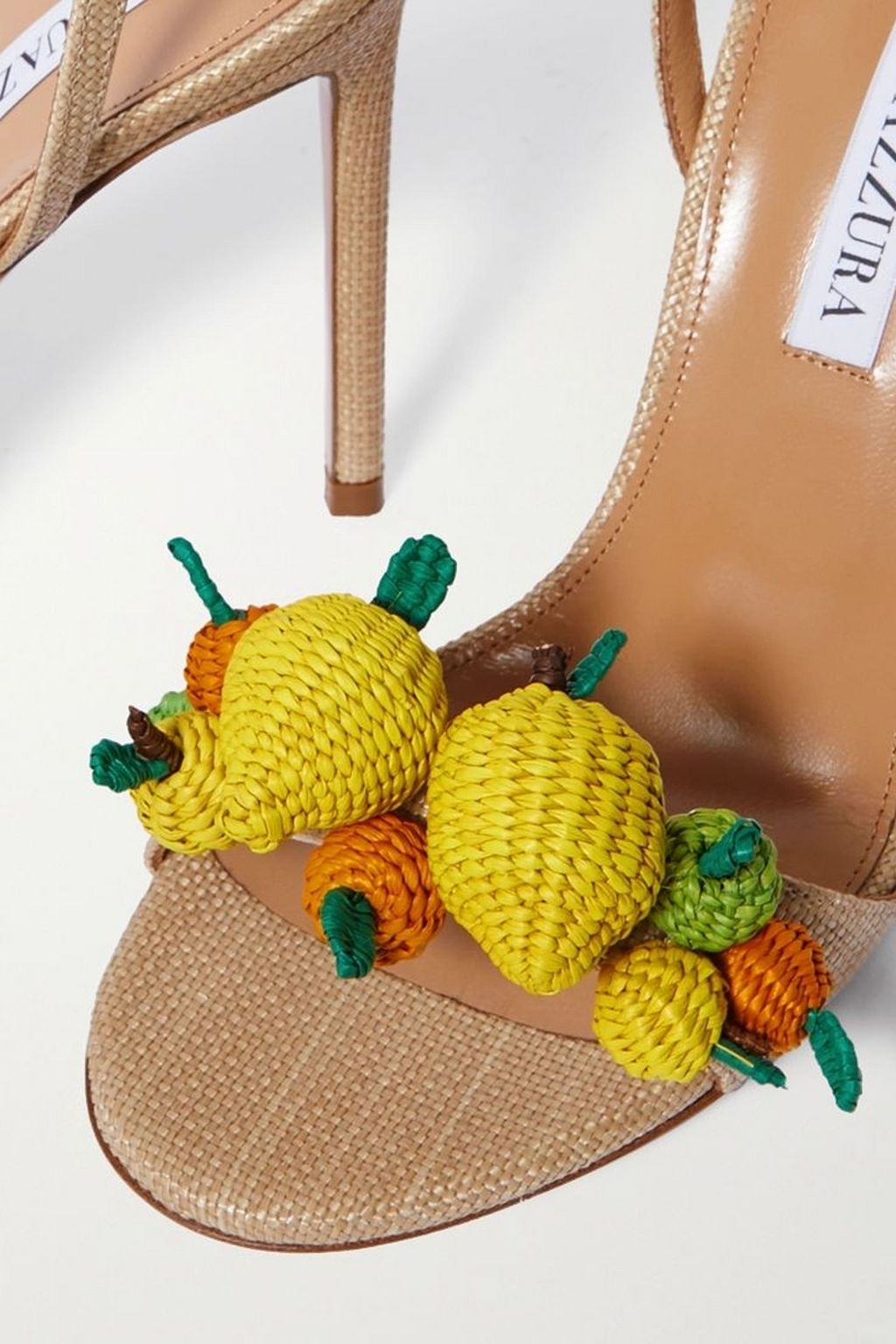 AQUAZZURA Citrus Punch embellished raffia sandals
