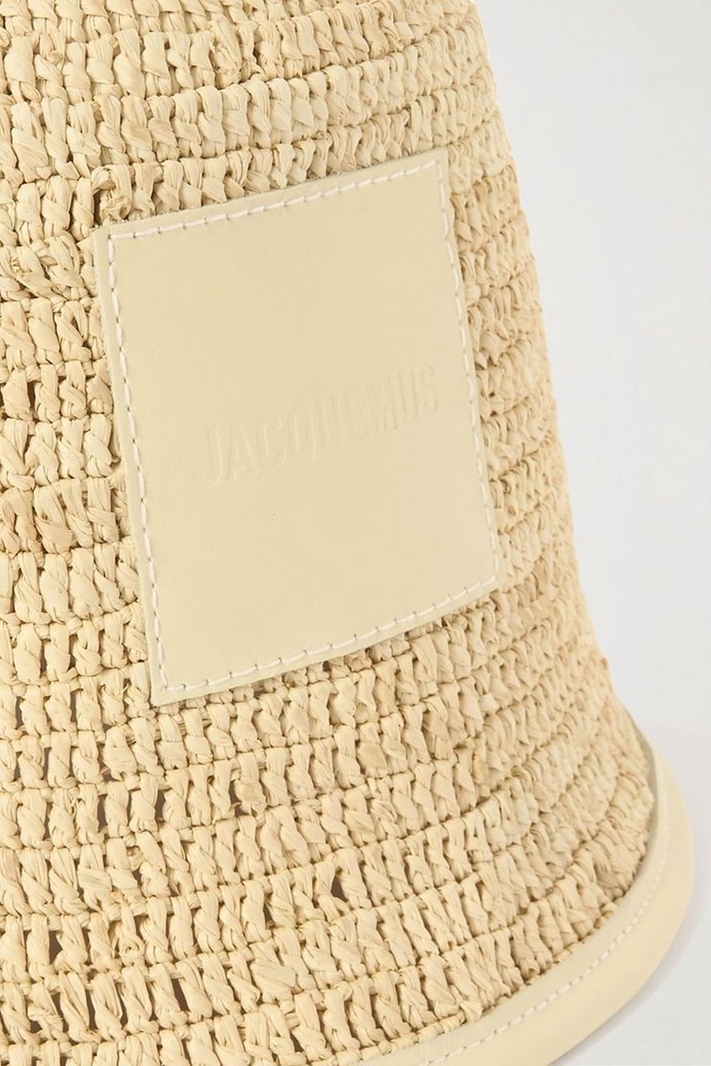 JACQUEMUS Le Bob Soli leather-trimmed raffia bucket hat