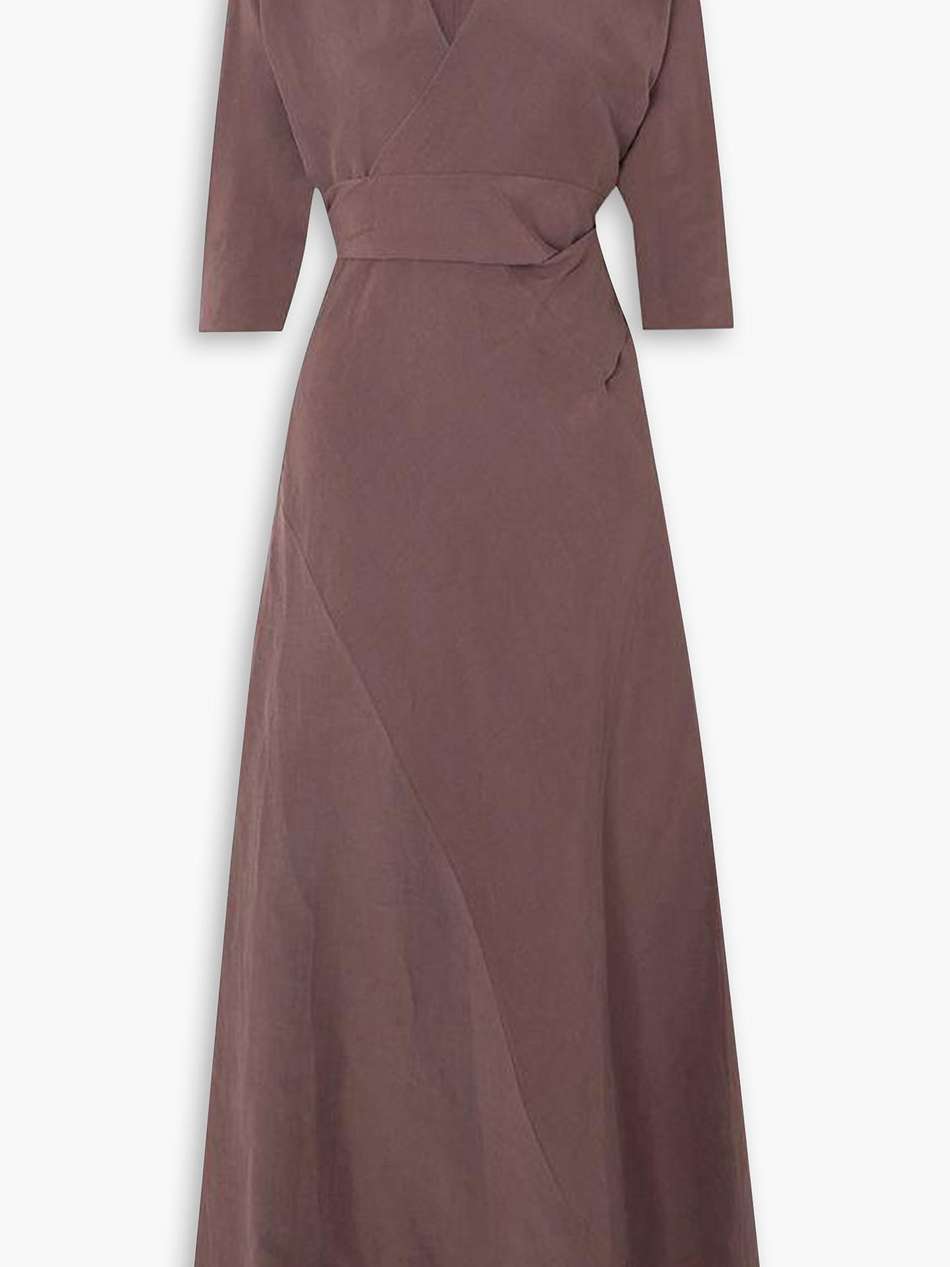tanami linen and silk-blend maxi wrap dress