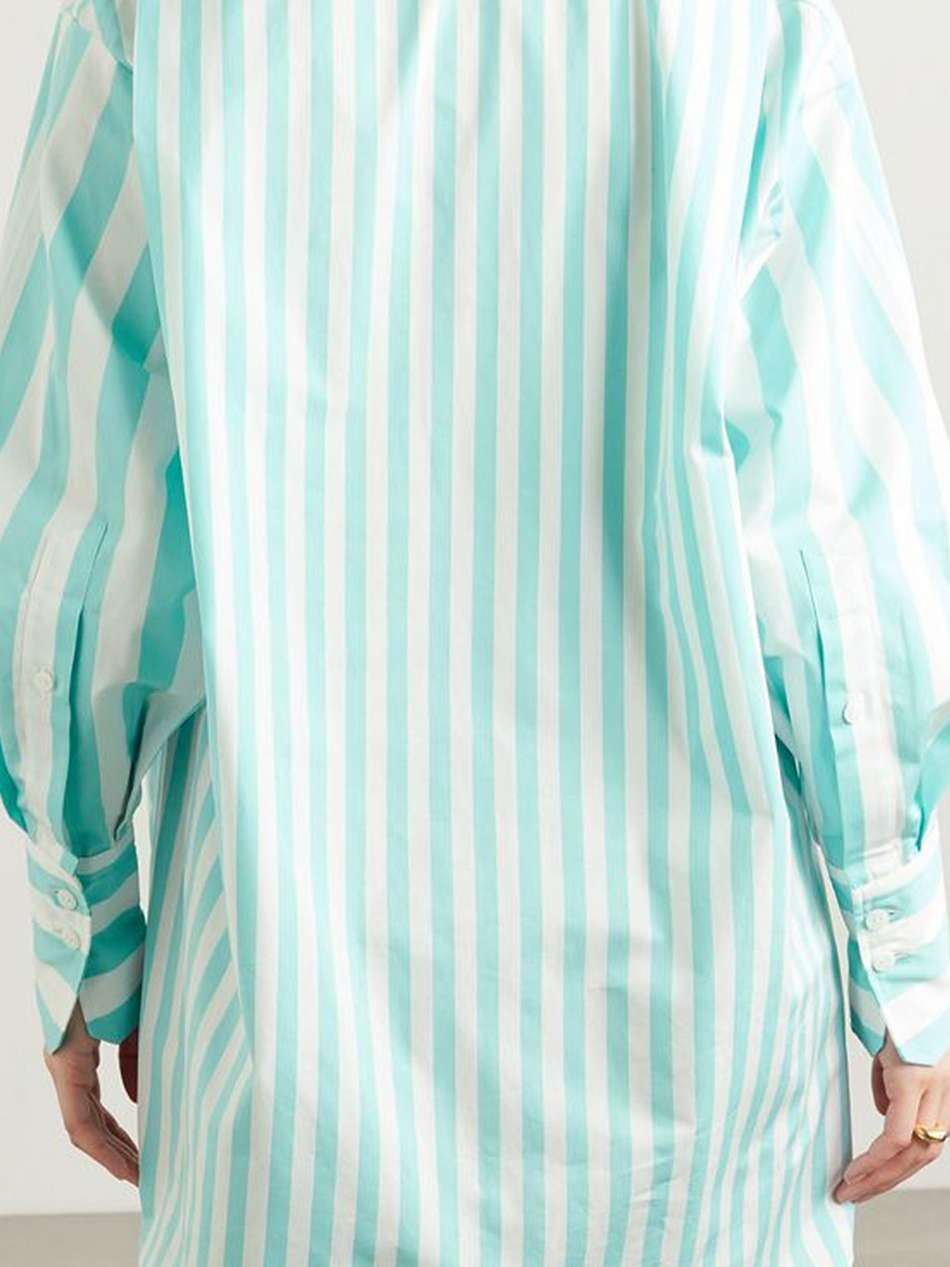 iconic oversized embroidered striped cotton-poplin mini shirt dress