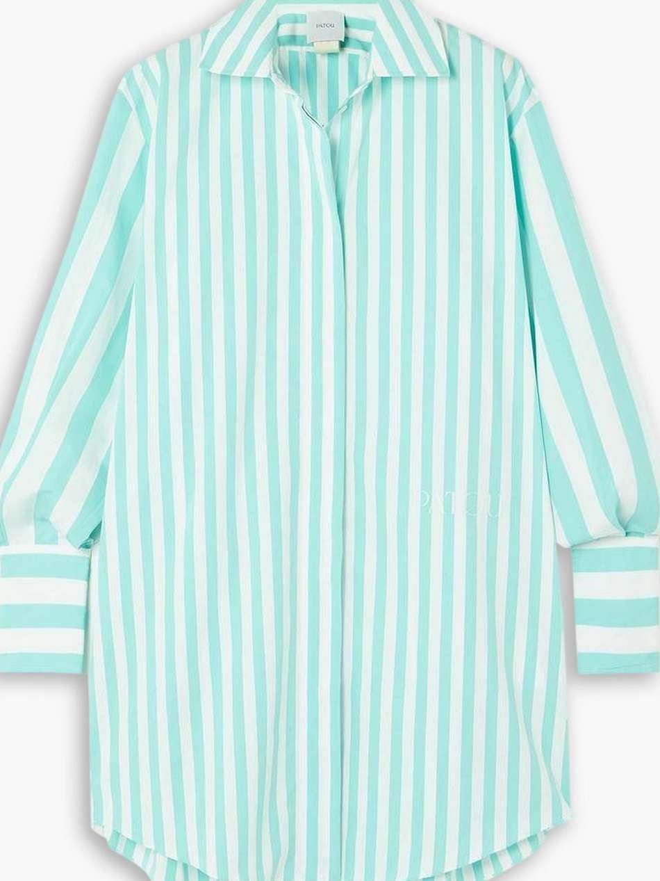 iconic oversized embroidered striped cotton-poplin mini shirt dress