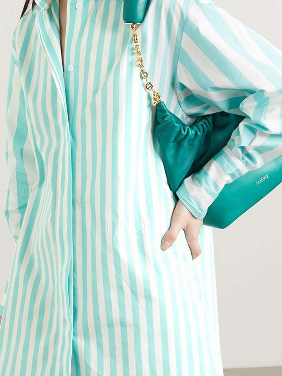 iconic oversized embroidered striped cotton-poplin mini shirt dress