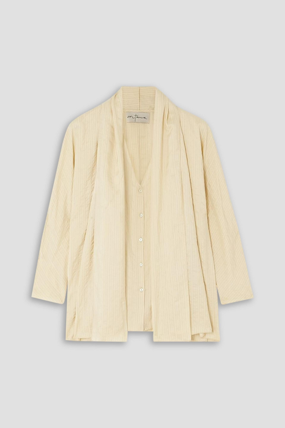 Cortana Frances Layered Striped Silk Blouse In Cream
