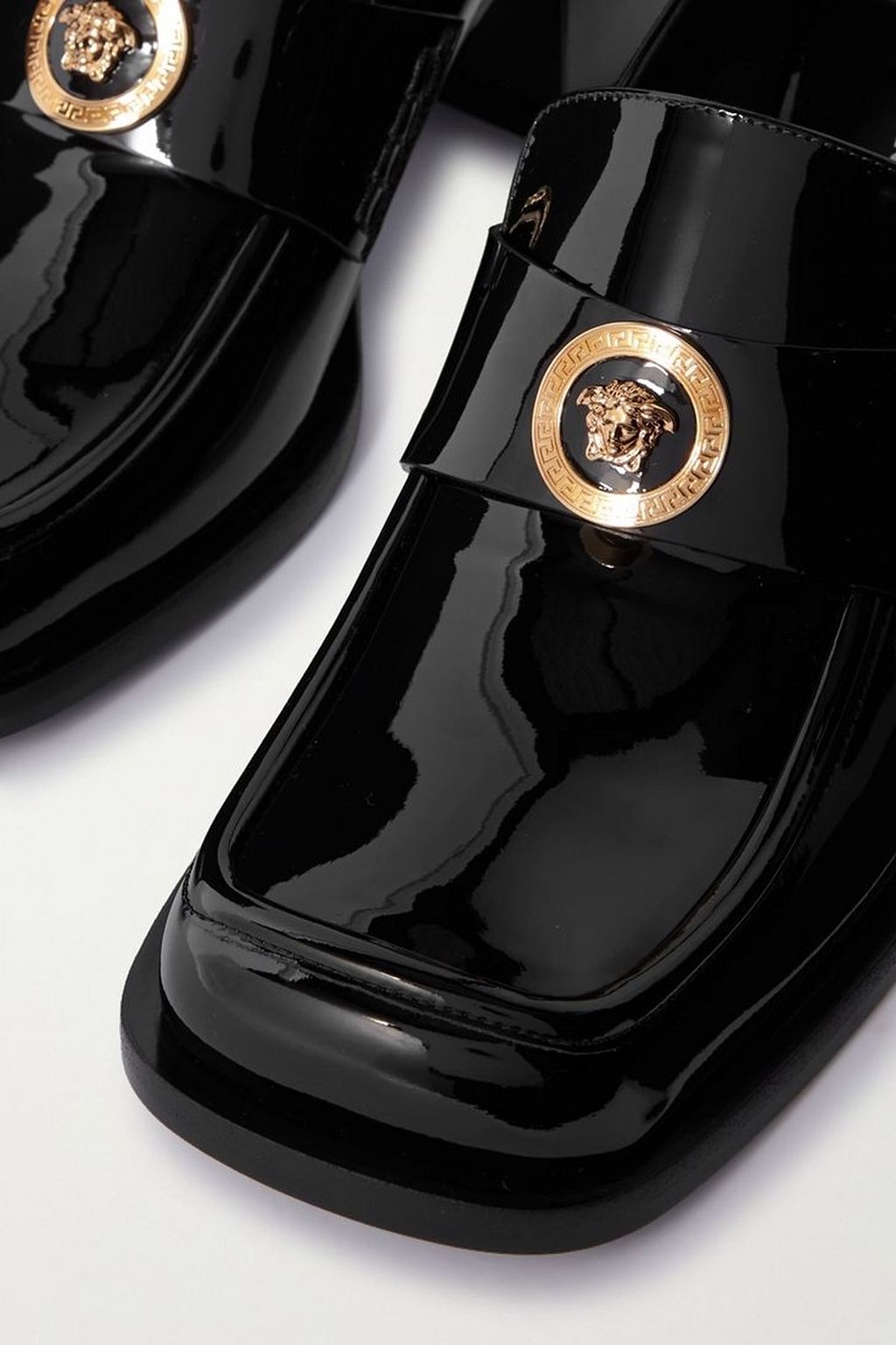 VERSACE Alia embellished patent-leather loafers