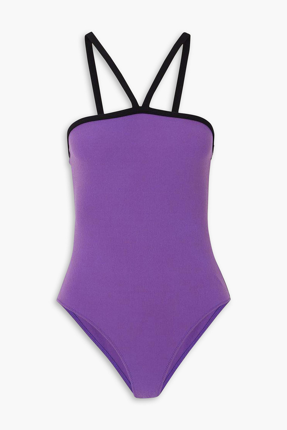Lisa Marie Fernandez Contrast Piping One-piece Swimsuit In Black Crepe