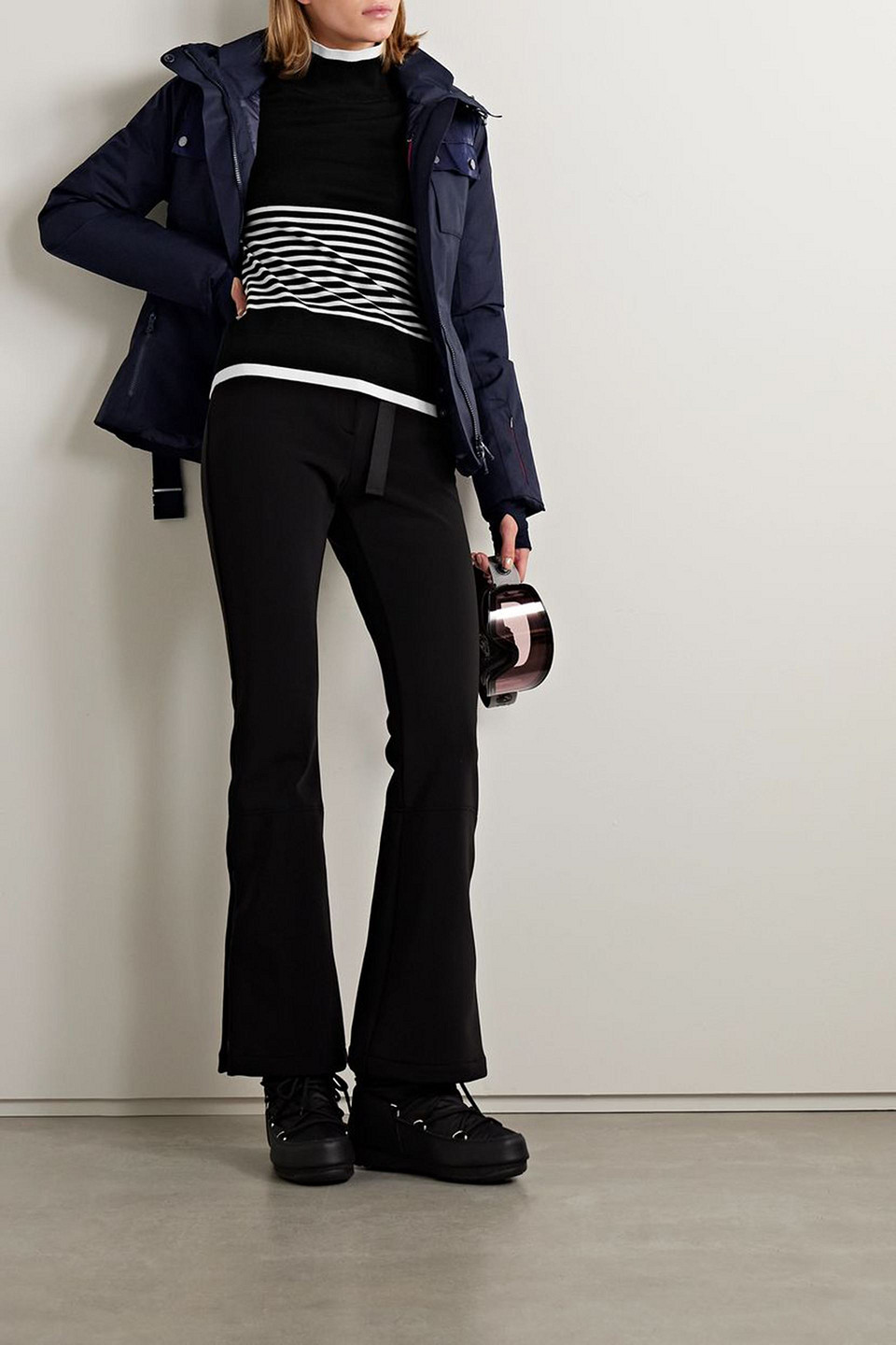 Erin Snow Jackie Striped Merino Wool Turtleneck Sweater In Black