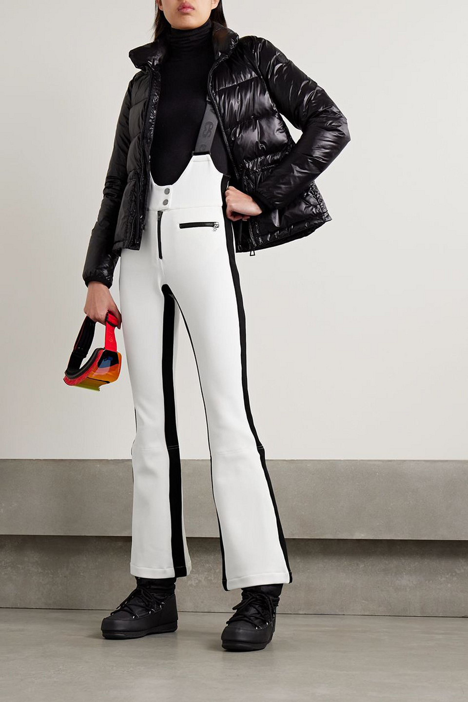 Erin Snow Kris Striped Ski Salopettes In Weiss