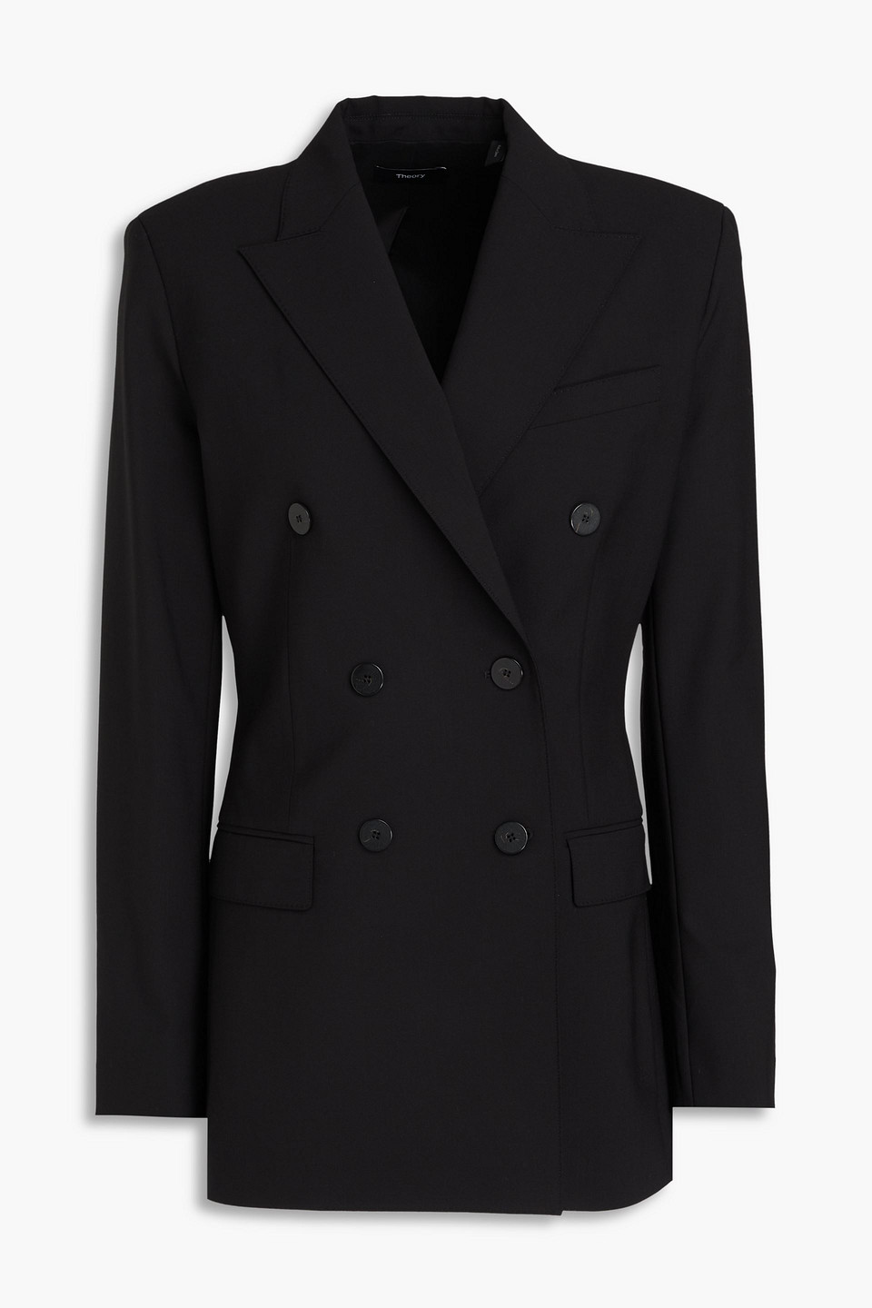 Theory Double-breasted Wool-blend Blazer In Black