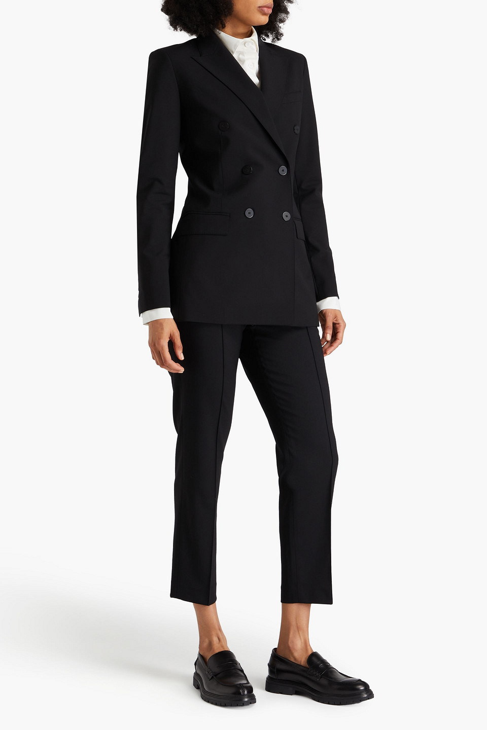 Theory Double-breasted Wool-blend Blazer In Black