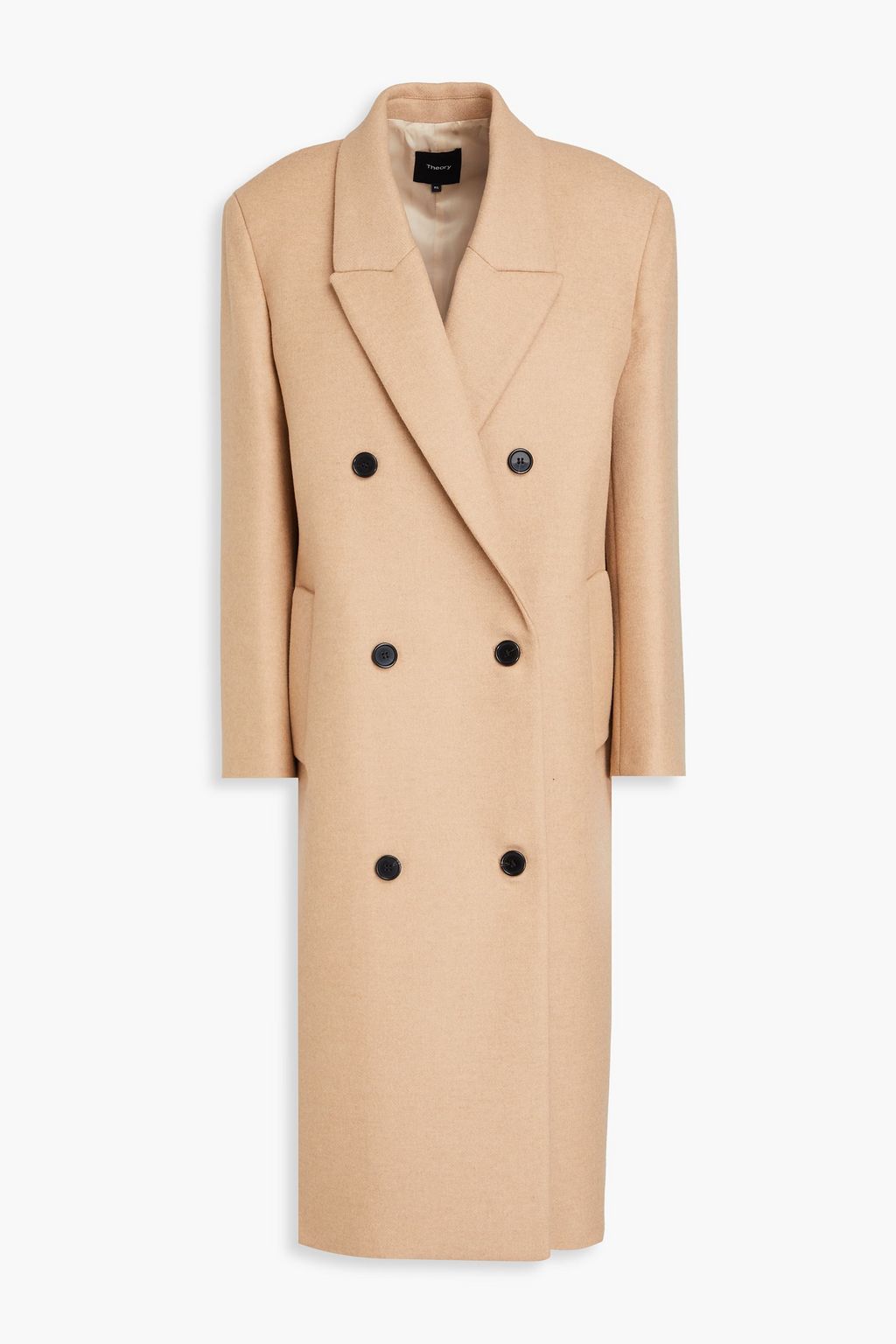 THEORY Double breasted brushed wool blend felt coat THE OUTNET