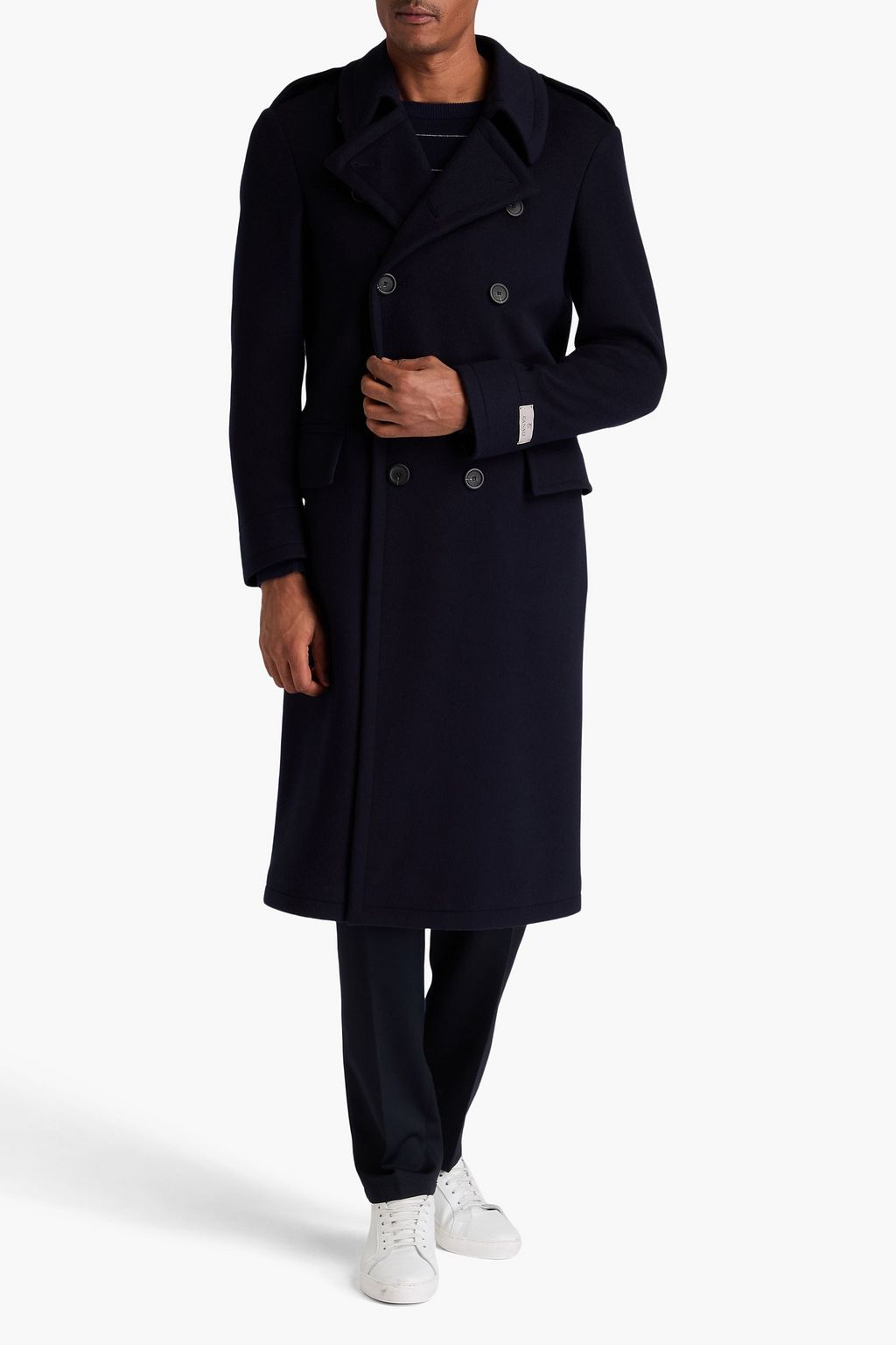 CANALI 더블 브레스티드 울 혼방 펠트 코트