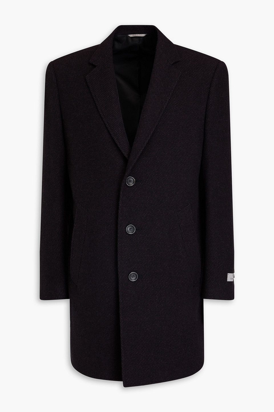 Canali Wool And Cashmere-blend Jacquard Coat In Black
