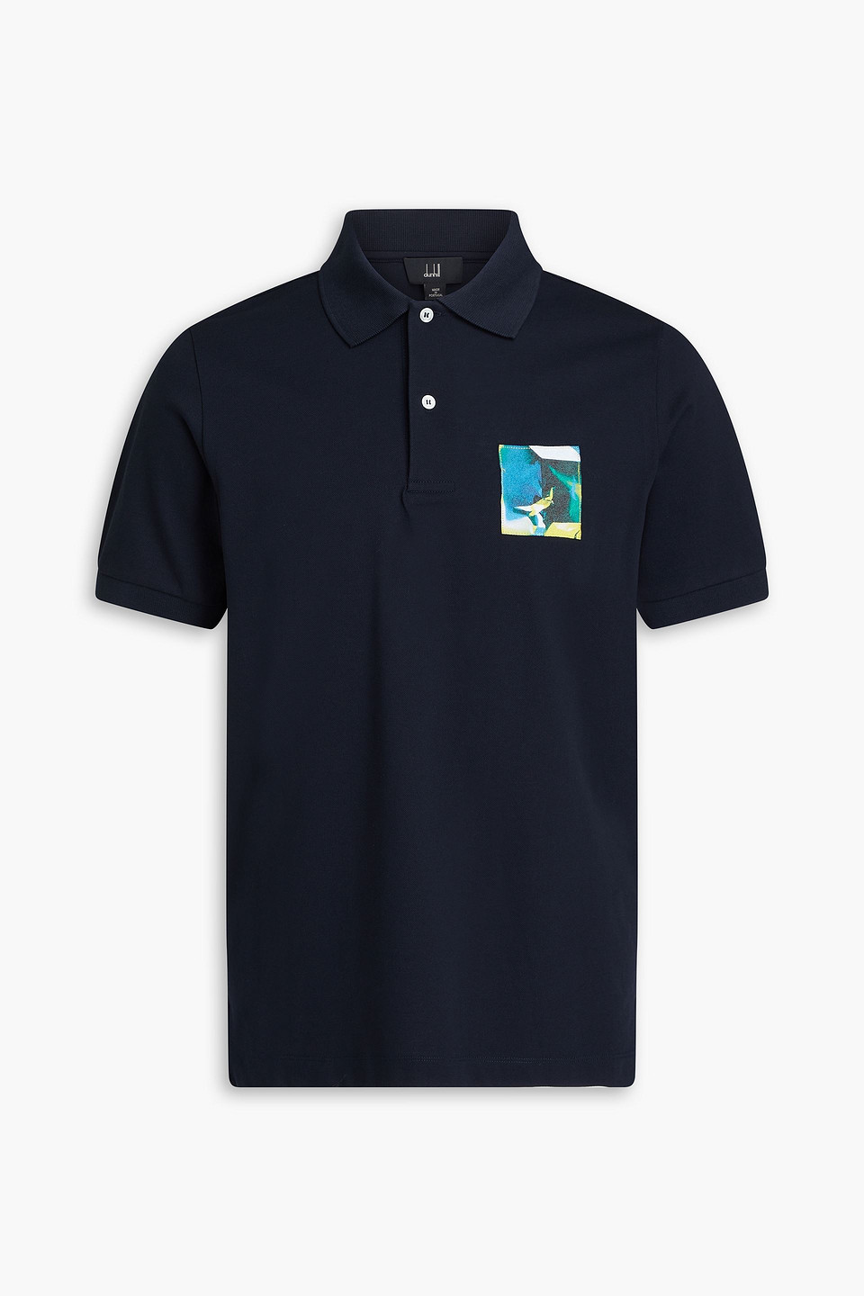 Dunhill Appliquéd Cotton-piqué Polo Shirt In Midnight Blue