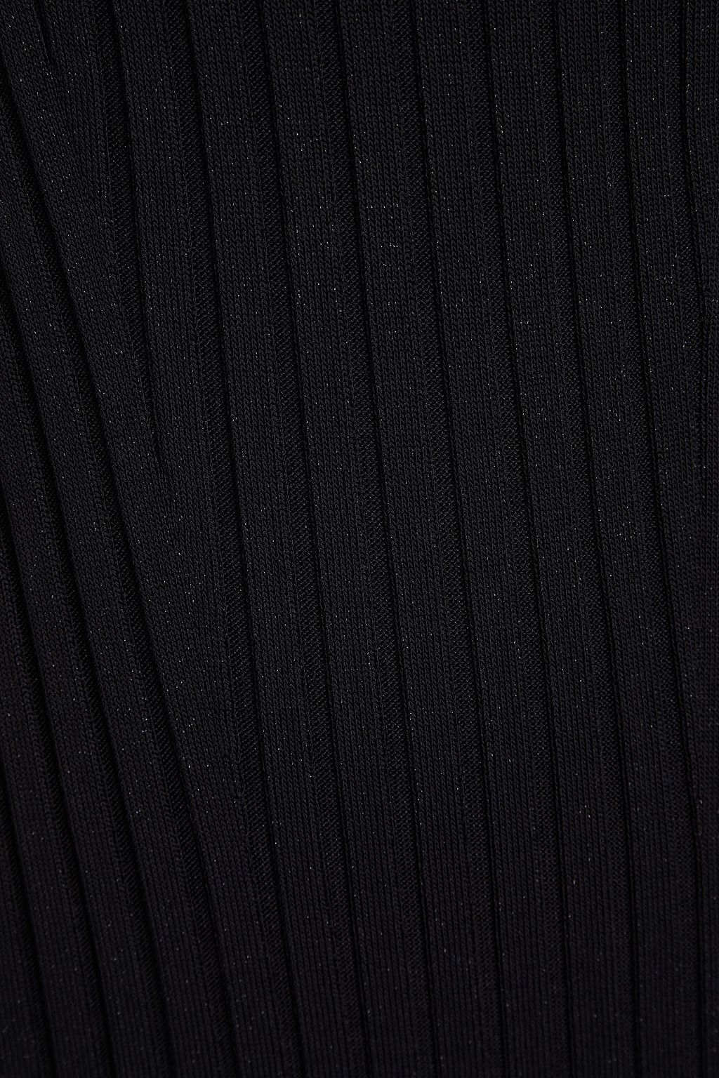 GALVAN  LONDON Midikleid aus Rippstrick in Metallic-Optik