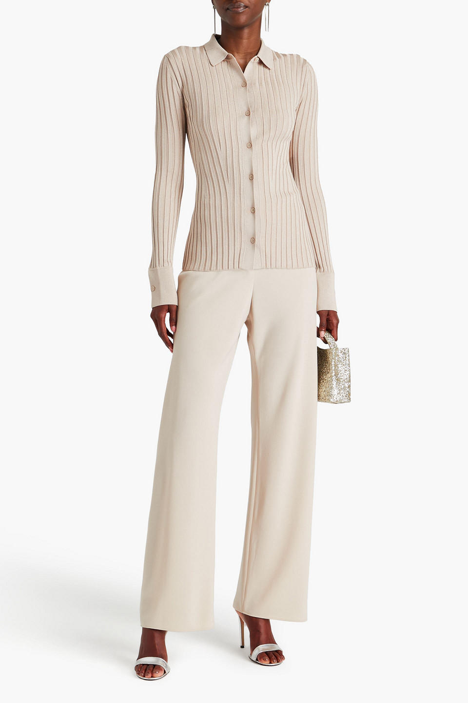  Galvan London - Cardigan Aus Rippstrick In Metallic-optik - Neutral - Xs 