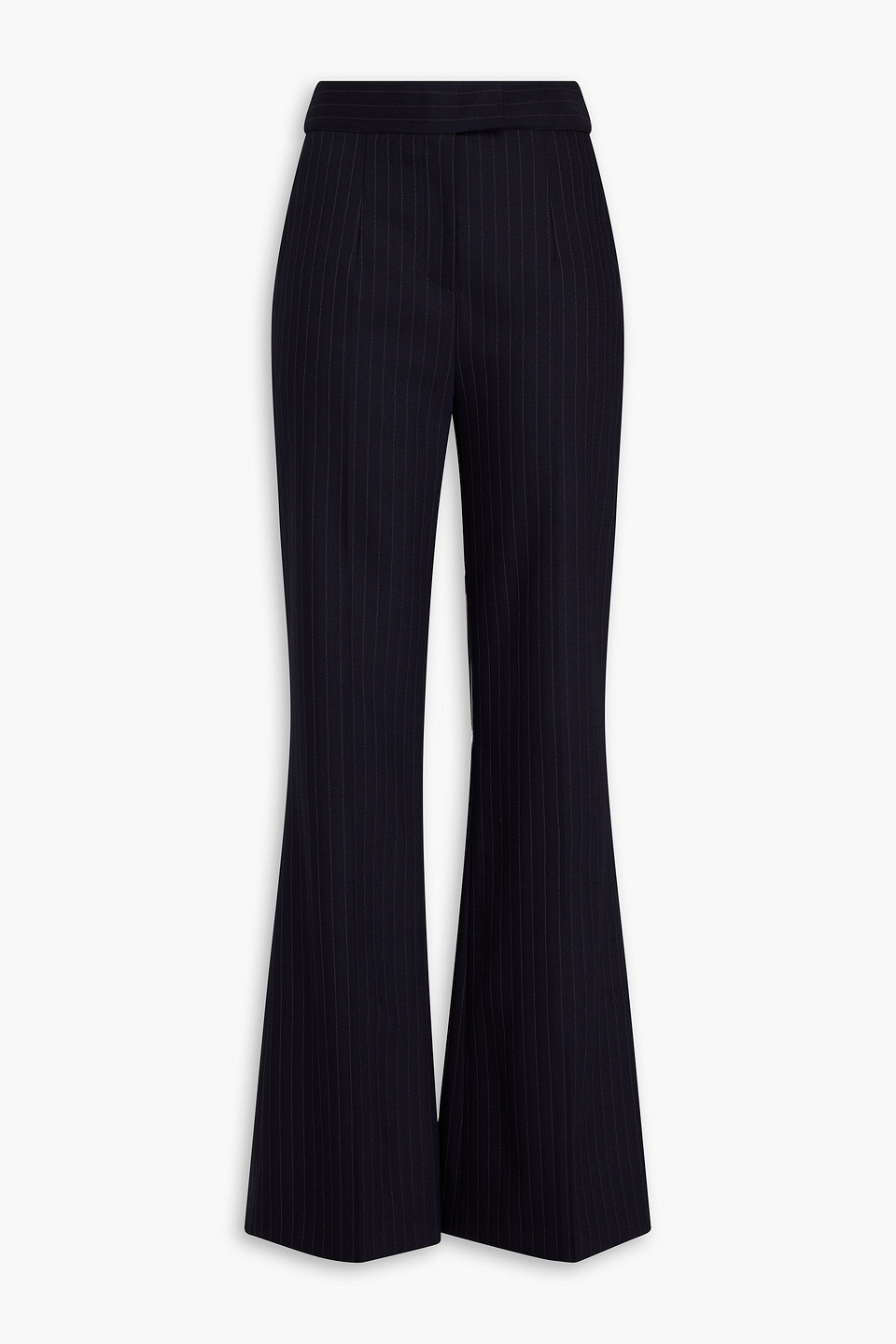 Galvan Pinstriped Wool-blend Flared Trousers In Blue