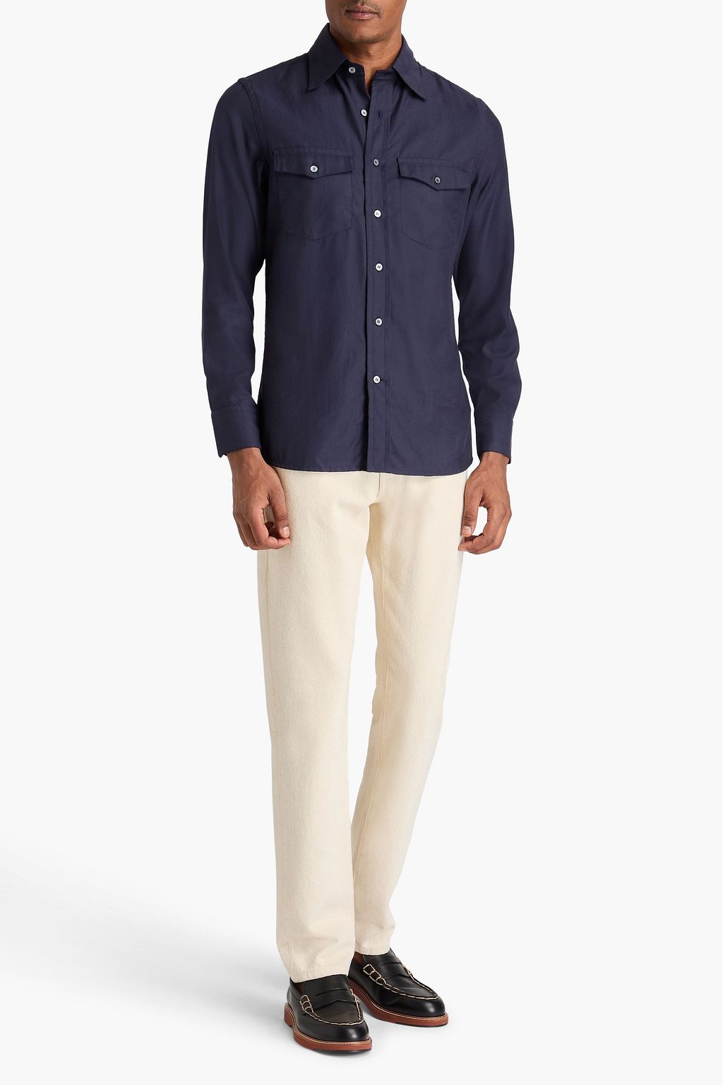 DUNHILL Lyocell and cotton-blend twill shirt