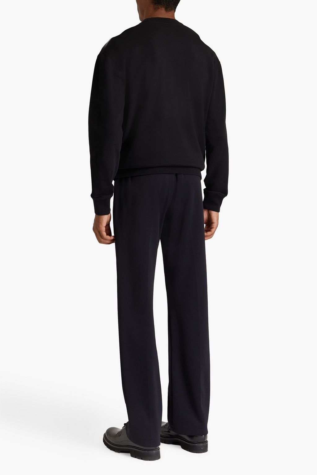 DUNHILL Embroidered French cotton-terry sweatshirt