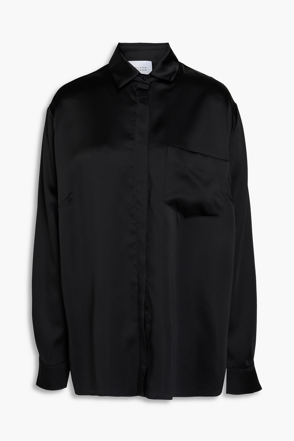 Galvan Pleated Satin Shirt In Black