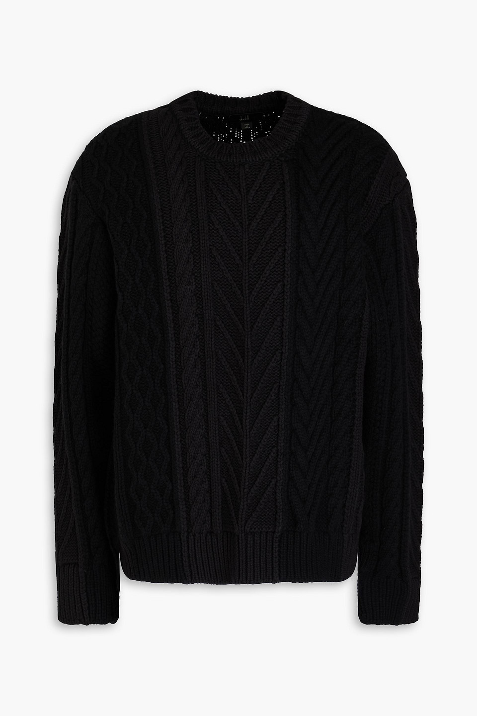 Dunhill Cable-knit Wool And Cotton-blend Sweater In Black