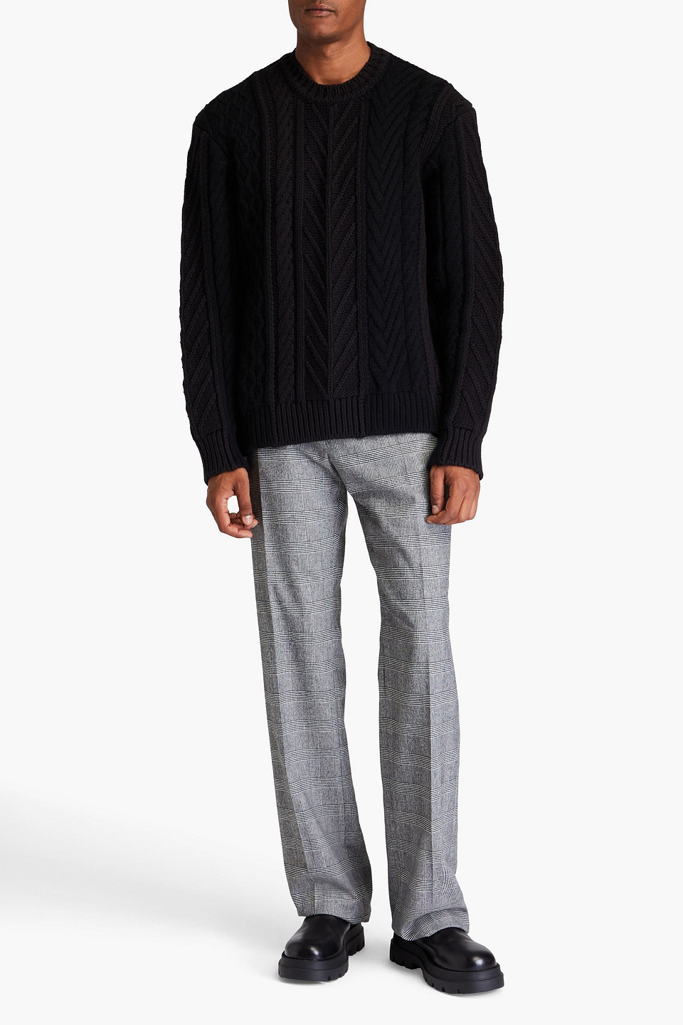 DUNHILL CABLE-KNIT WOOL AND COTTON-BLEND SWEATER