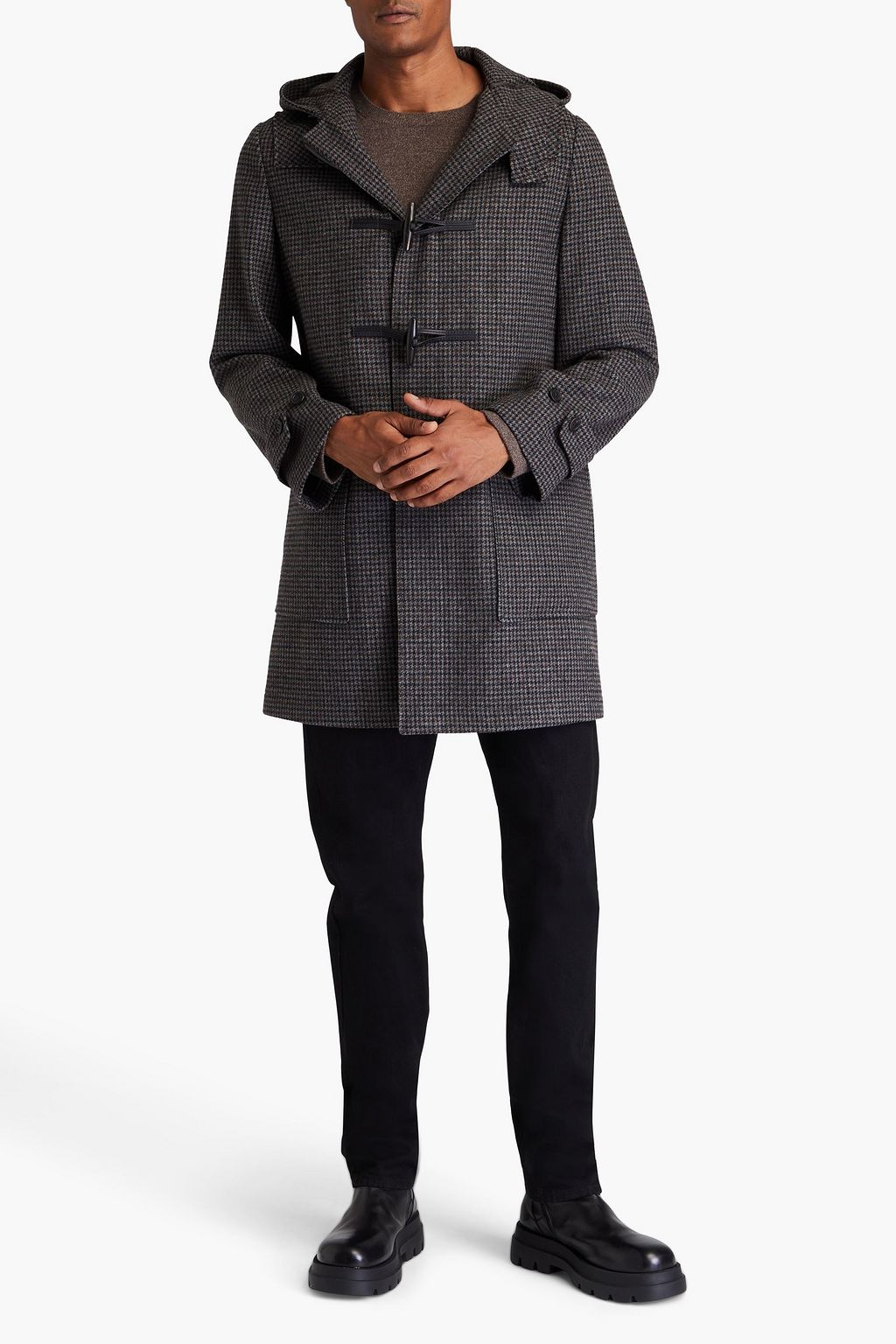DUNHILL Mantel aus Wolle mit Hahnentrittmuster