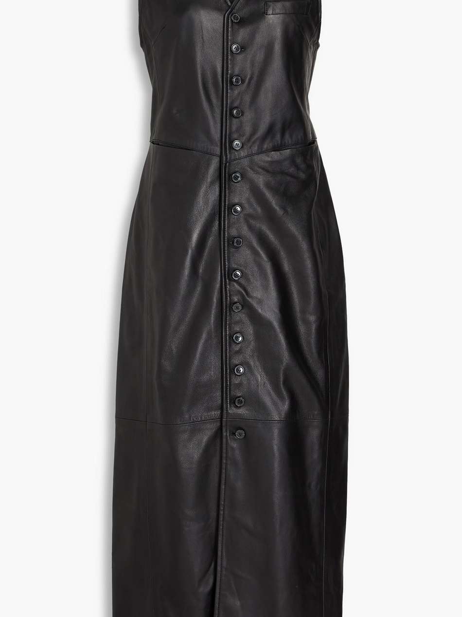 leather midi dress