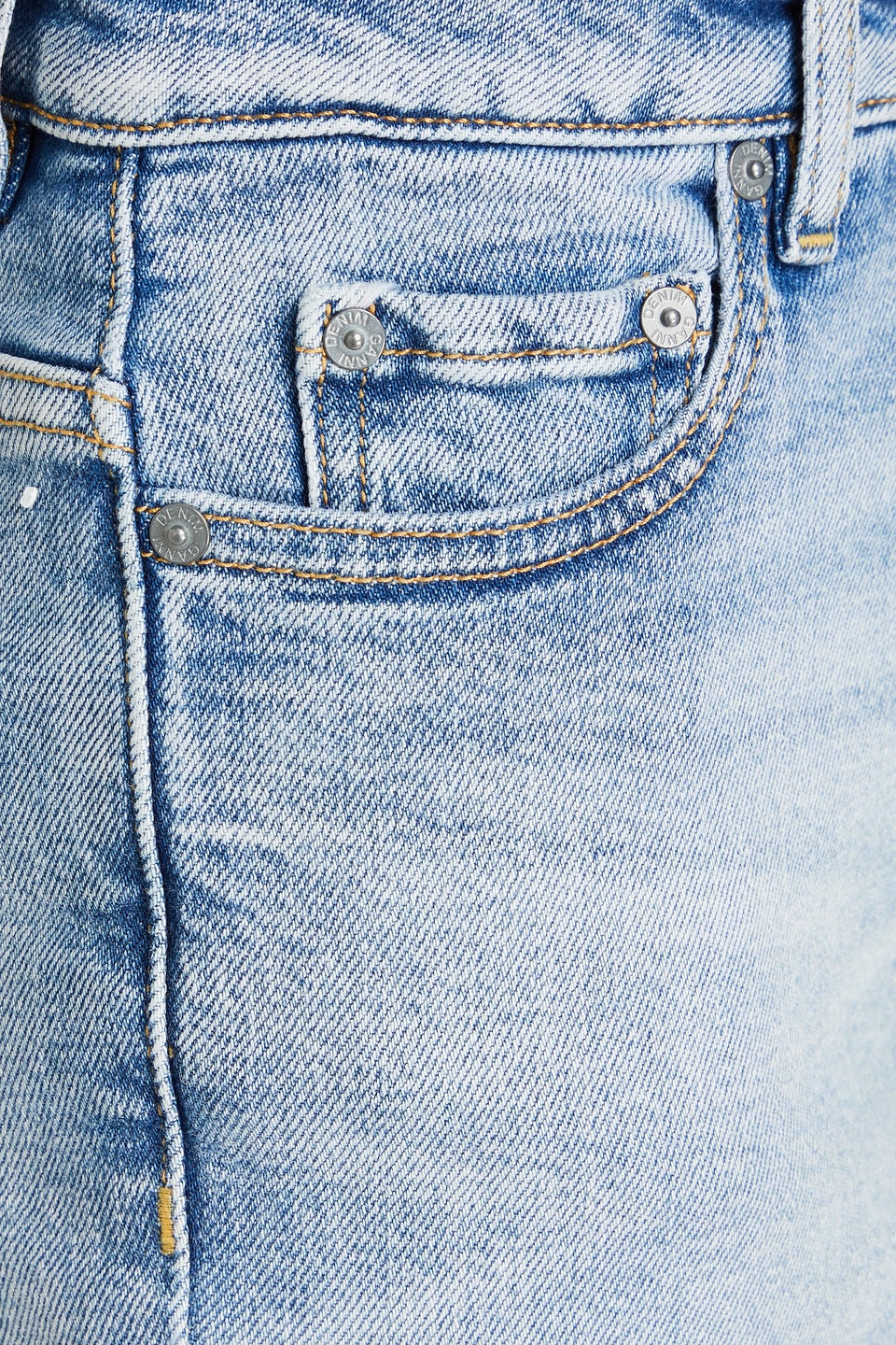 Ganni Cropped Faded High-rise Tapered Jeans In Light Denim