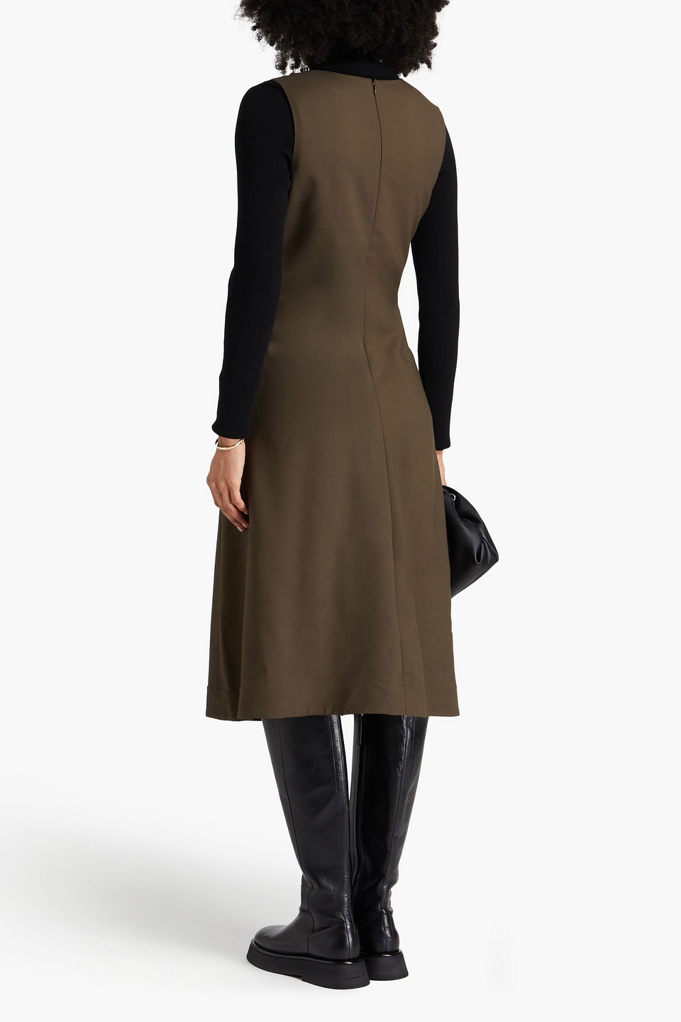 Theory Crepe Midi Dress In Army Green