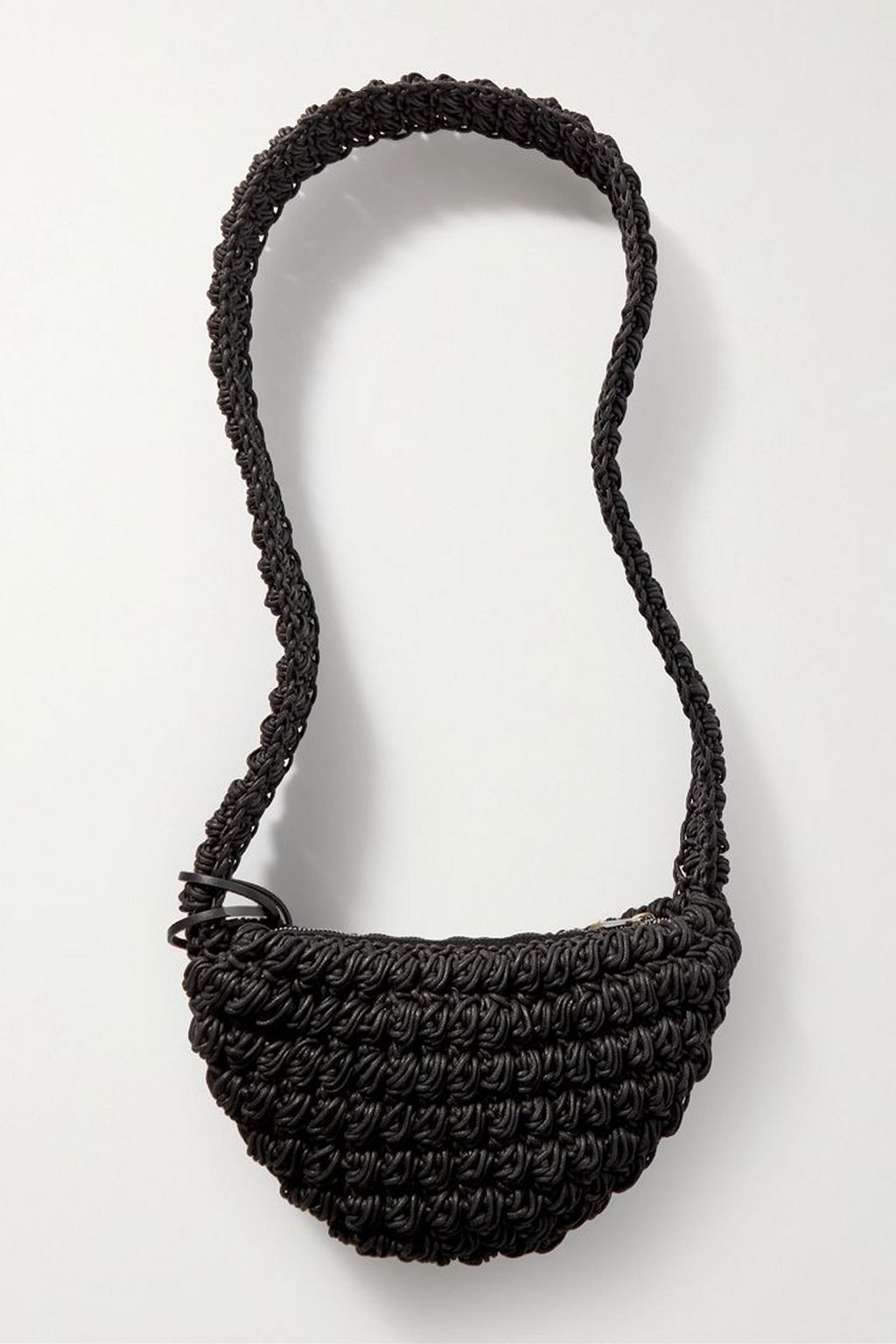 JW ANDERSON Popcorn leather-trimmed crocheted cotton shoulder bag
