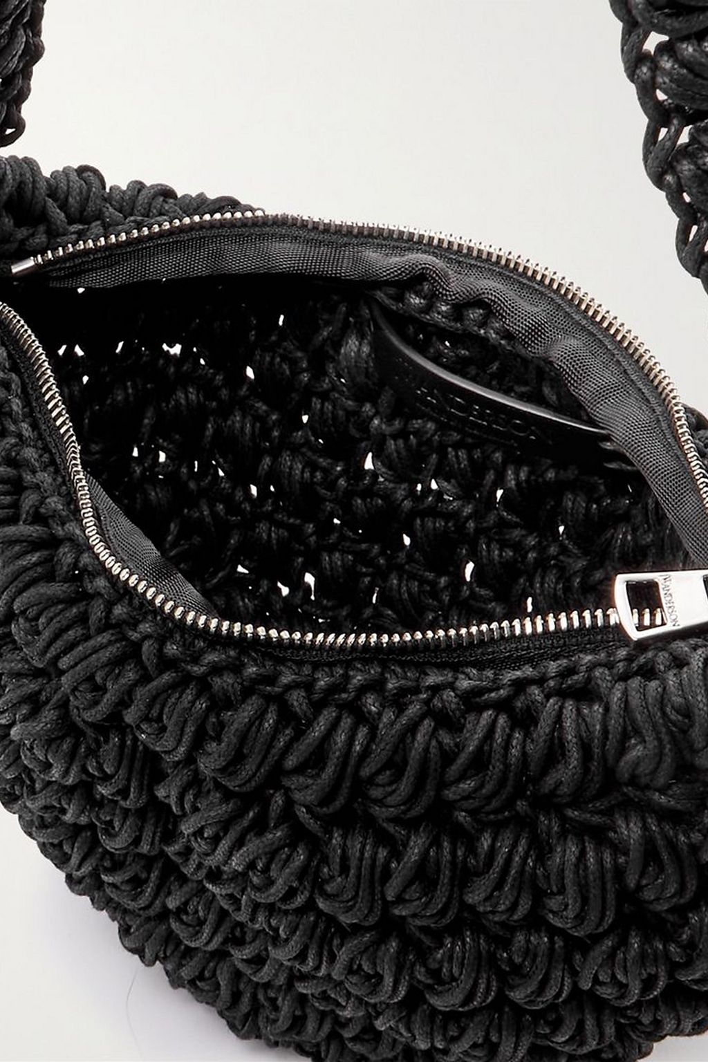 JW ANDERSON Popcorn leather-trimmed crocheted cotton shoulder bag